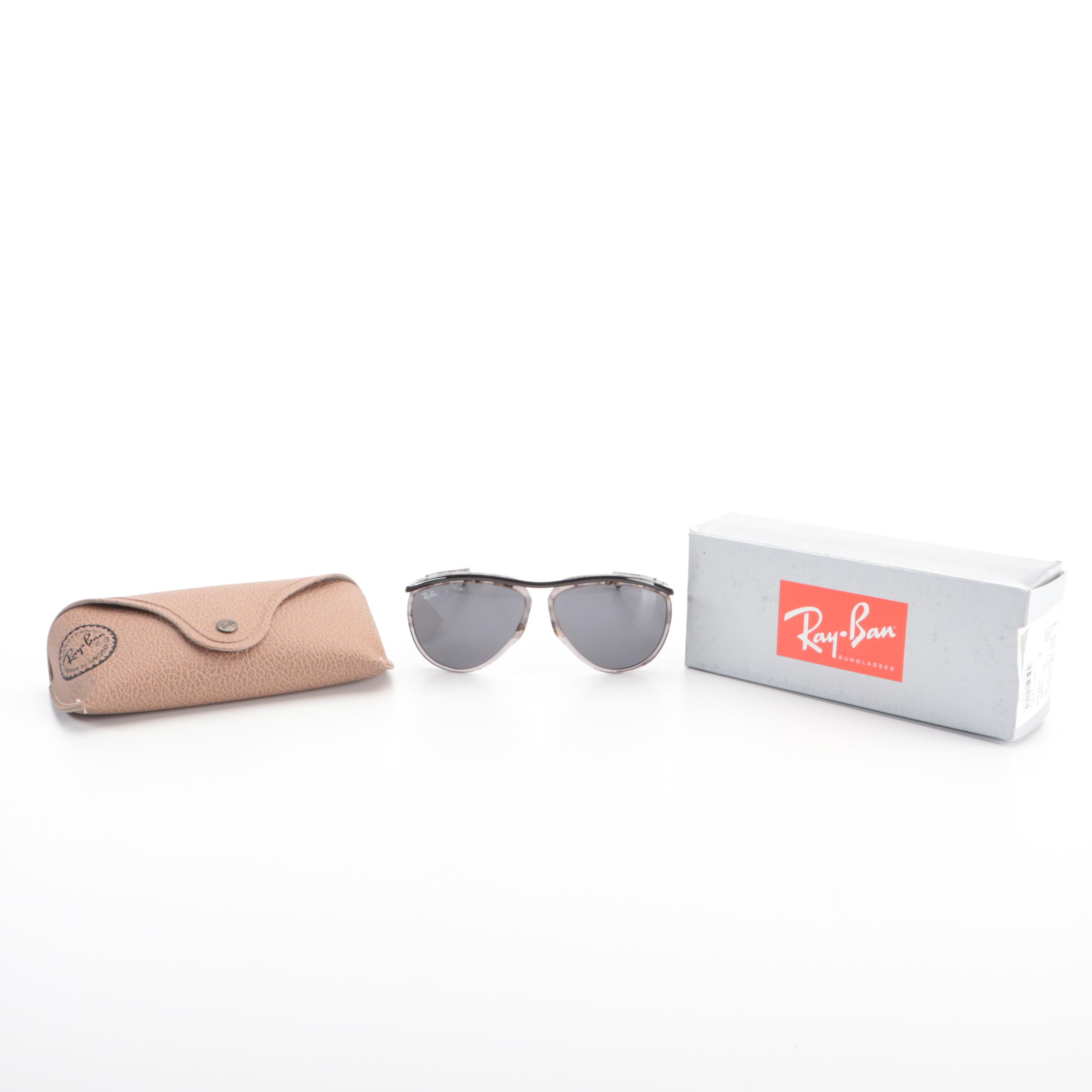 Ray-Ban RB2219 Olympian Aviator Sunglasses in Tortoise Grey with Case and Box