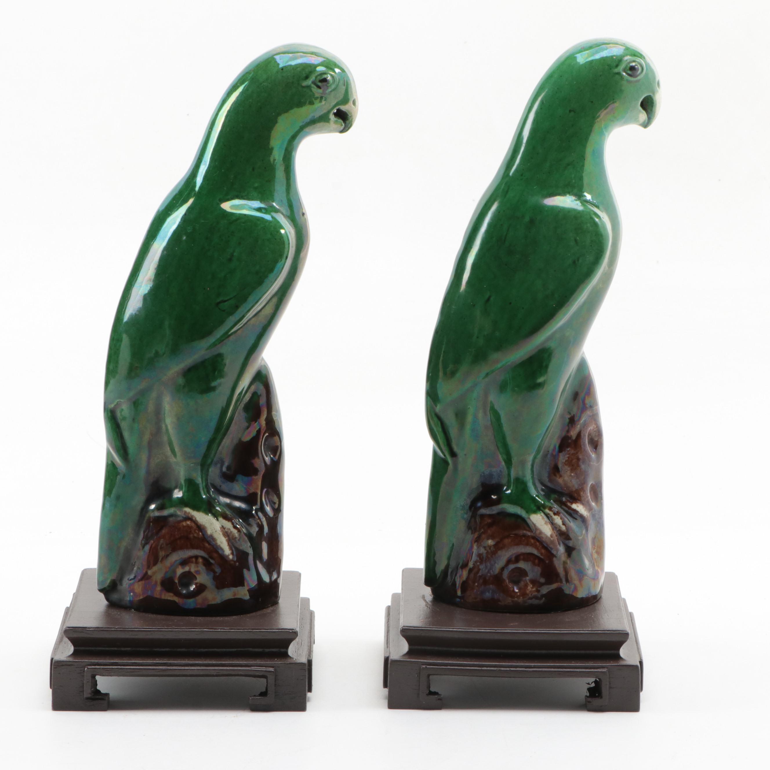 Chinese Majolica Parrot Roof Tiles