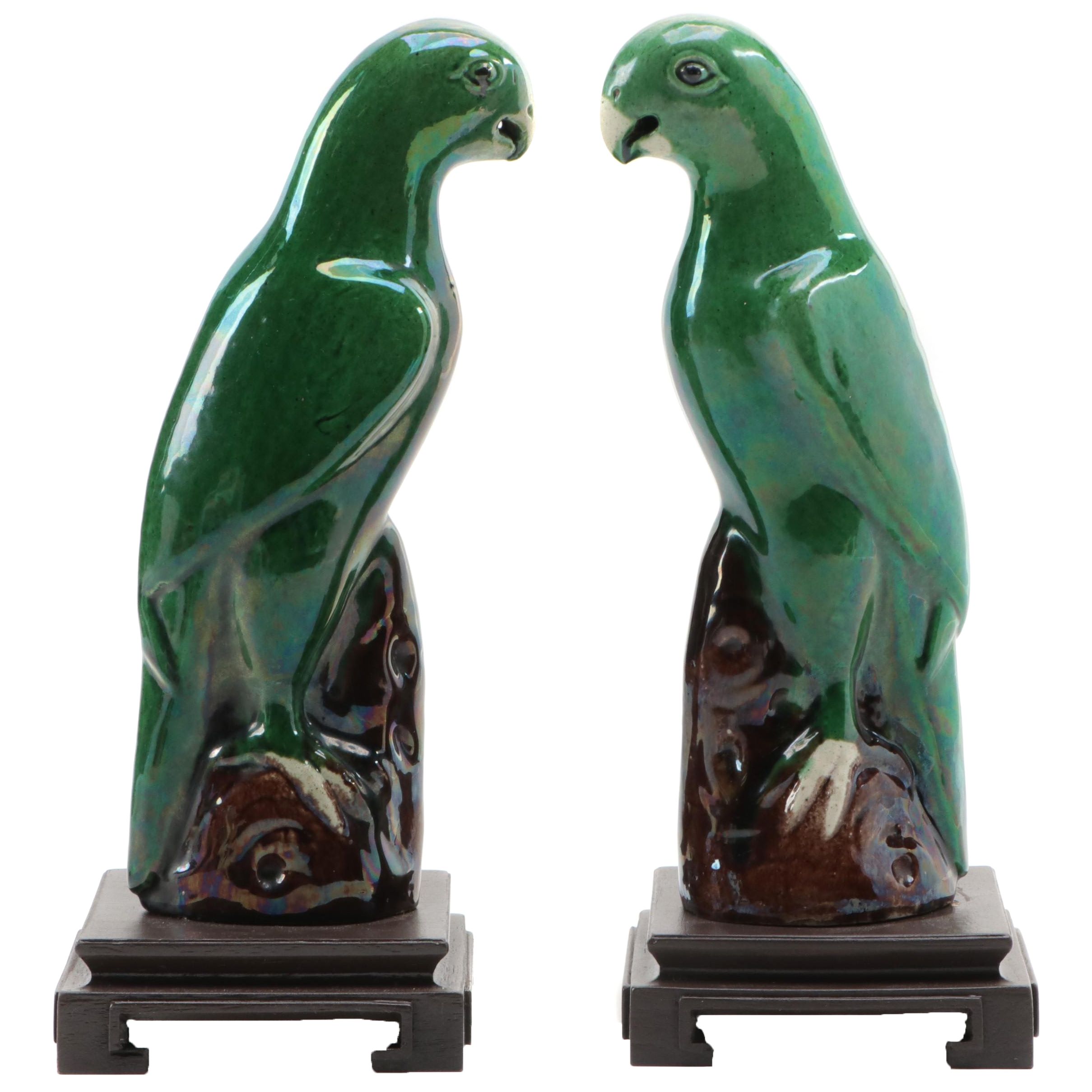 Chinese Majolica Parrot Roof Tiles
