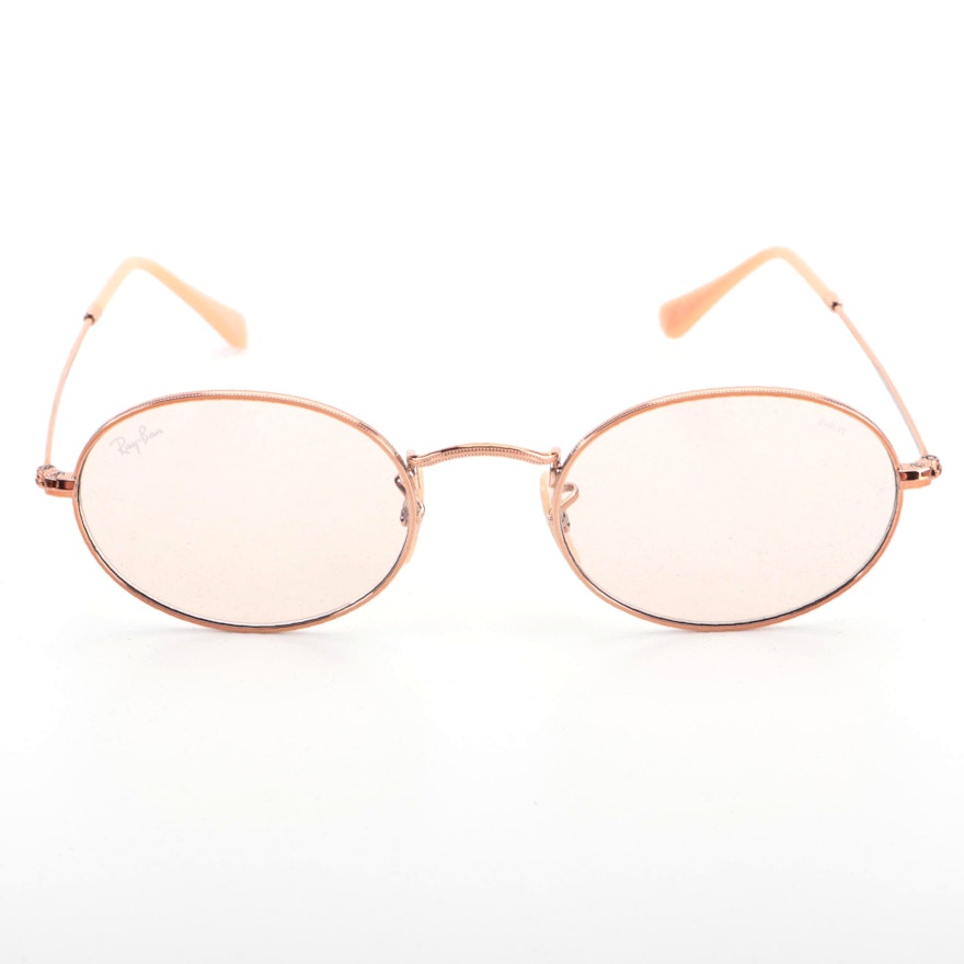 Ray-Ban RB3547-N Evolve Oval Sunglasses in Rose Gold with Case and Box