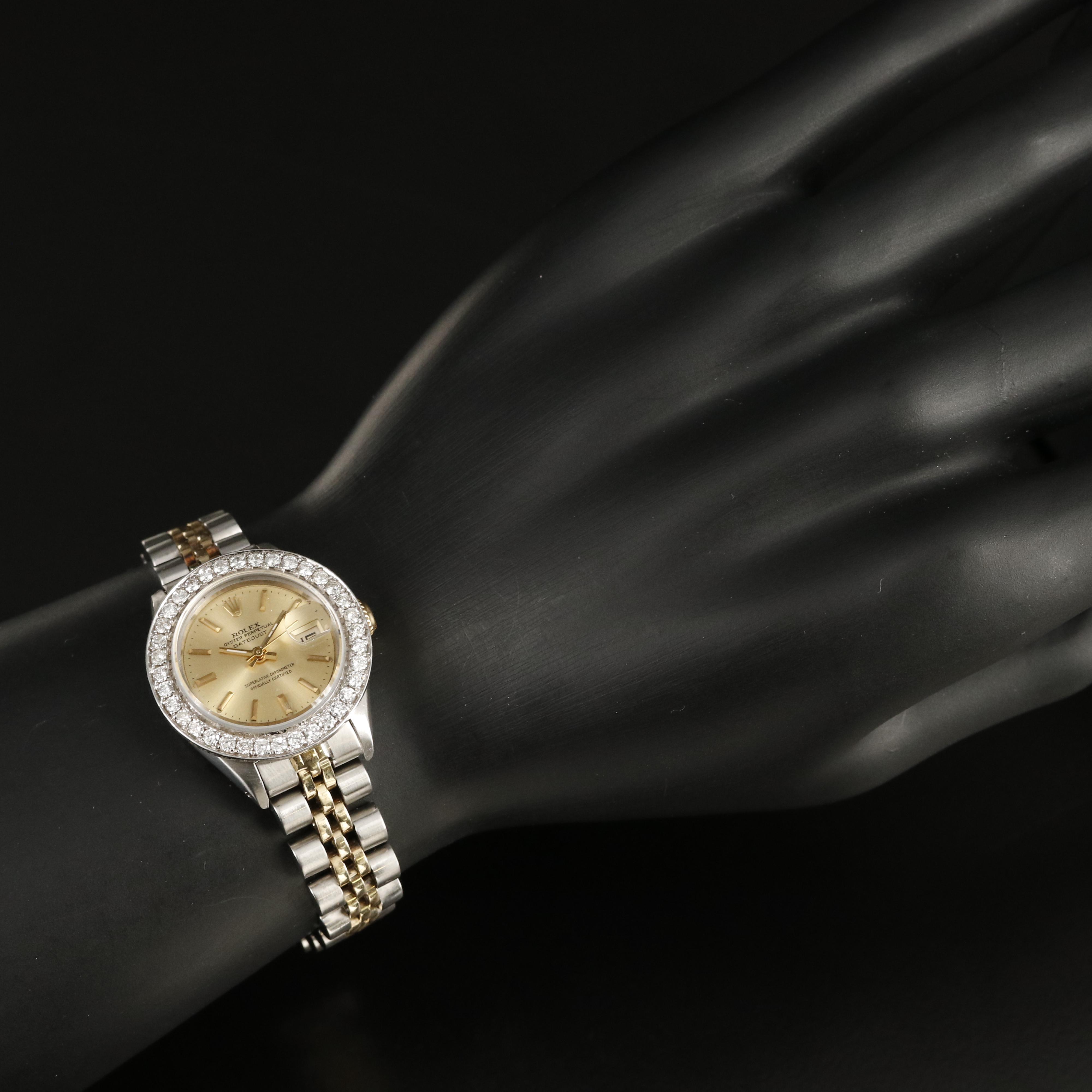 1981 Rolex Oyster Perpetual Datejust 14K 1.25 CTW Diamond Bezel Watch