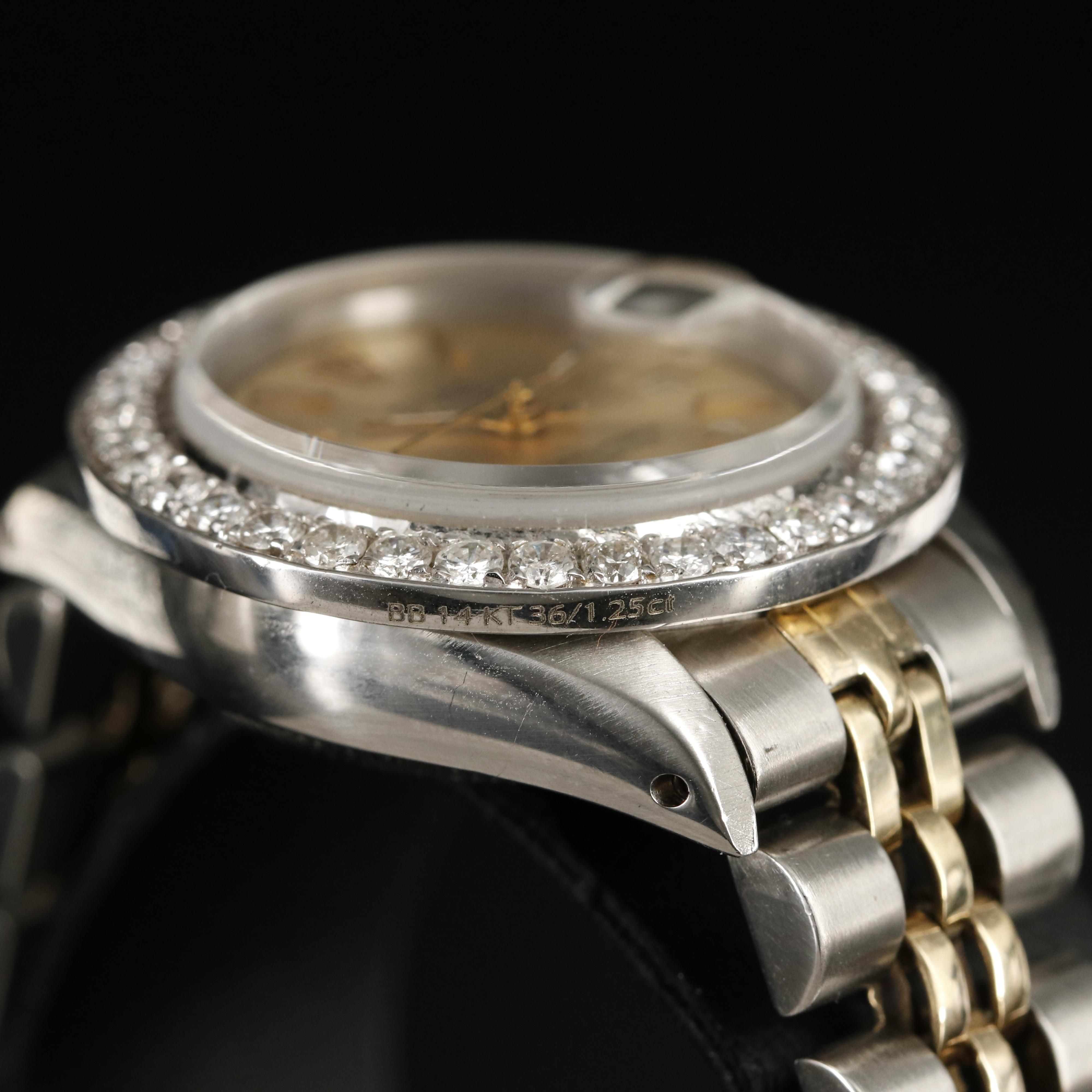 1981 Rolex Oyster Perpetual Datejust 14K 1.25 CTW Diamond Bezel Watch