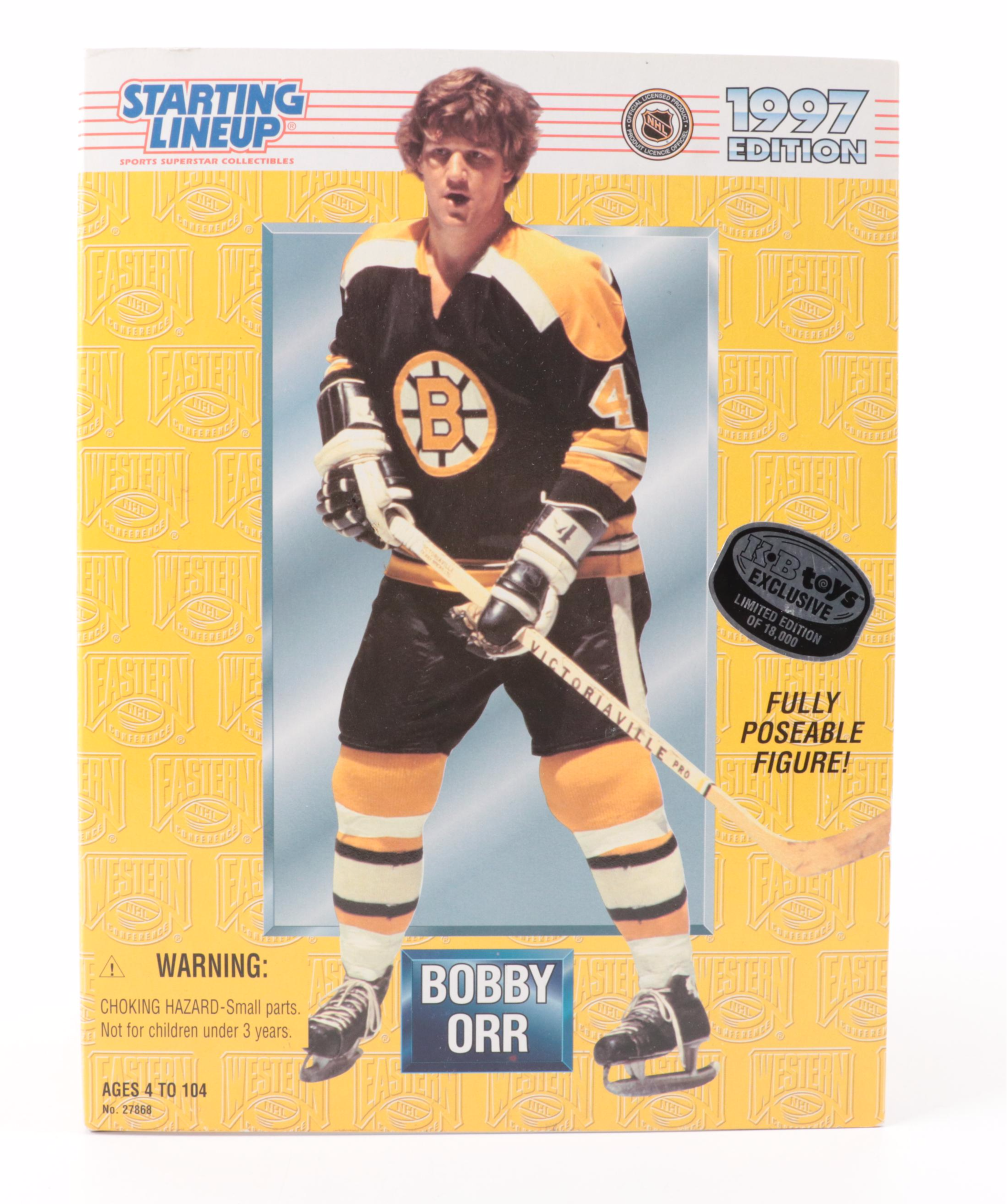 Kenner Starting Lineup Bobby Orr and Other Hockey Action Figures, Late 20th C.