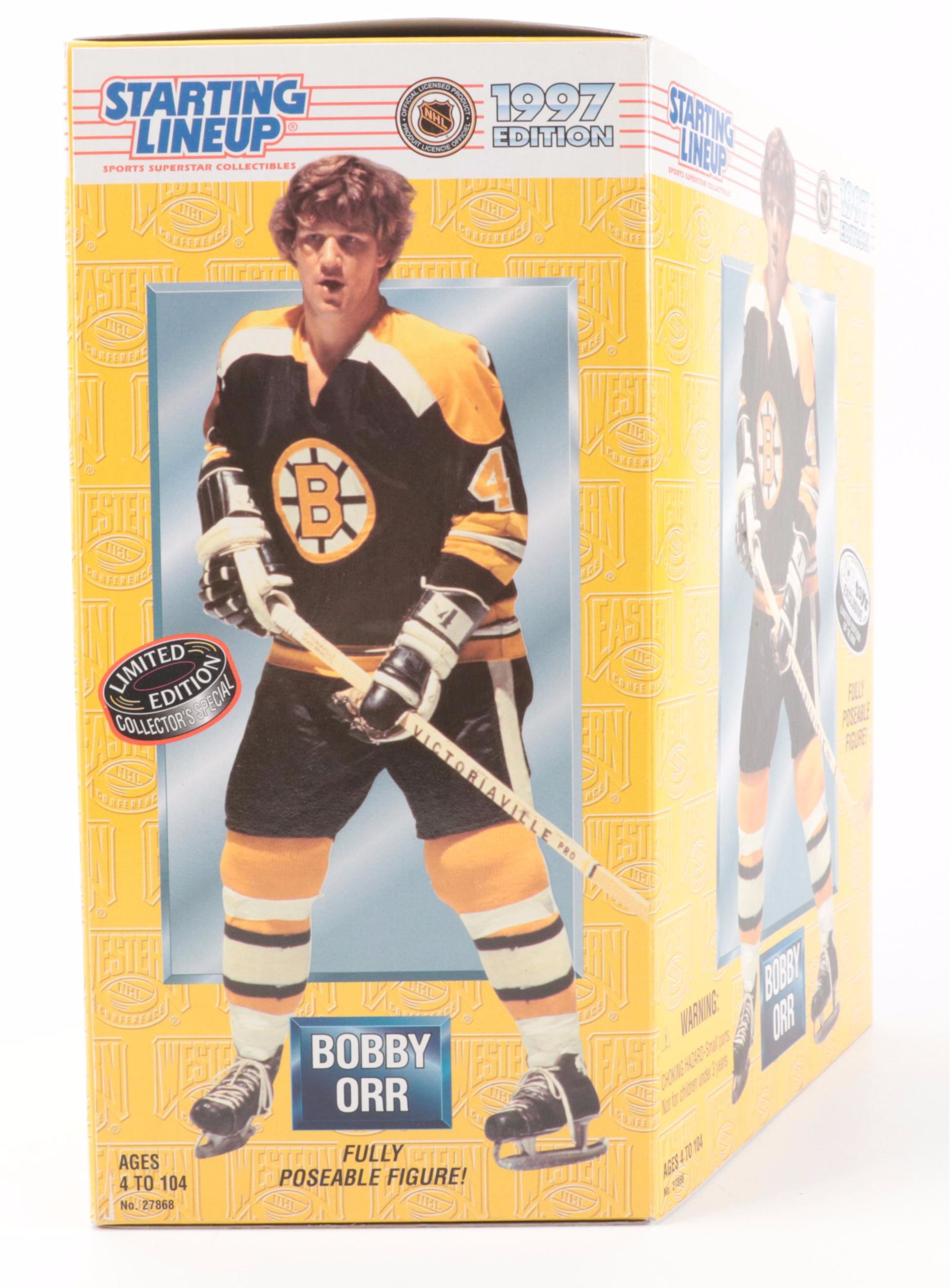 Kenner Starting Lineup Bobby Orr and Other Hockey Action Figures, Late 20th C.