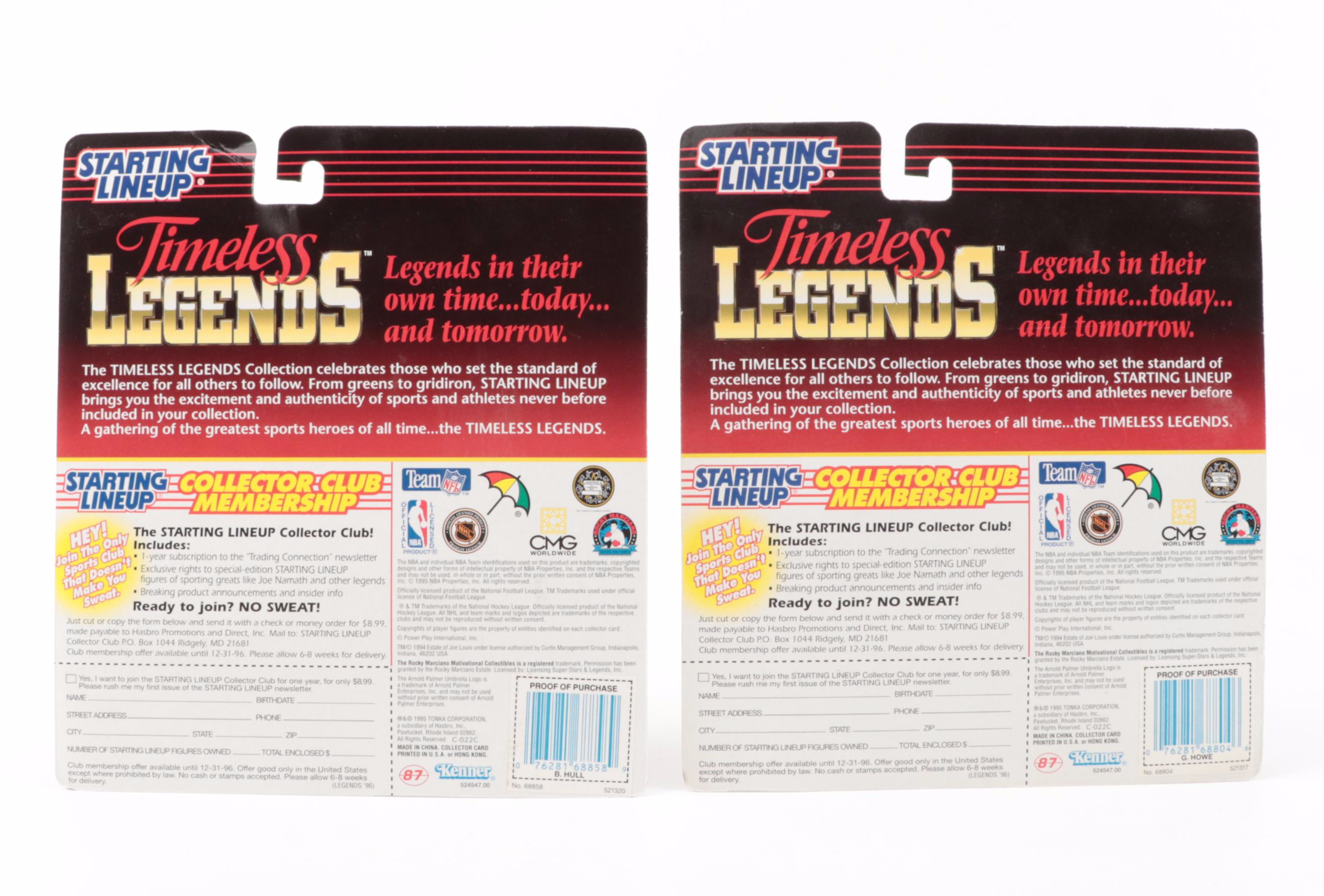 Kenner Starting Lineup Bobby Orr and Other Hockey Action Figures, Late 20th C.