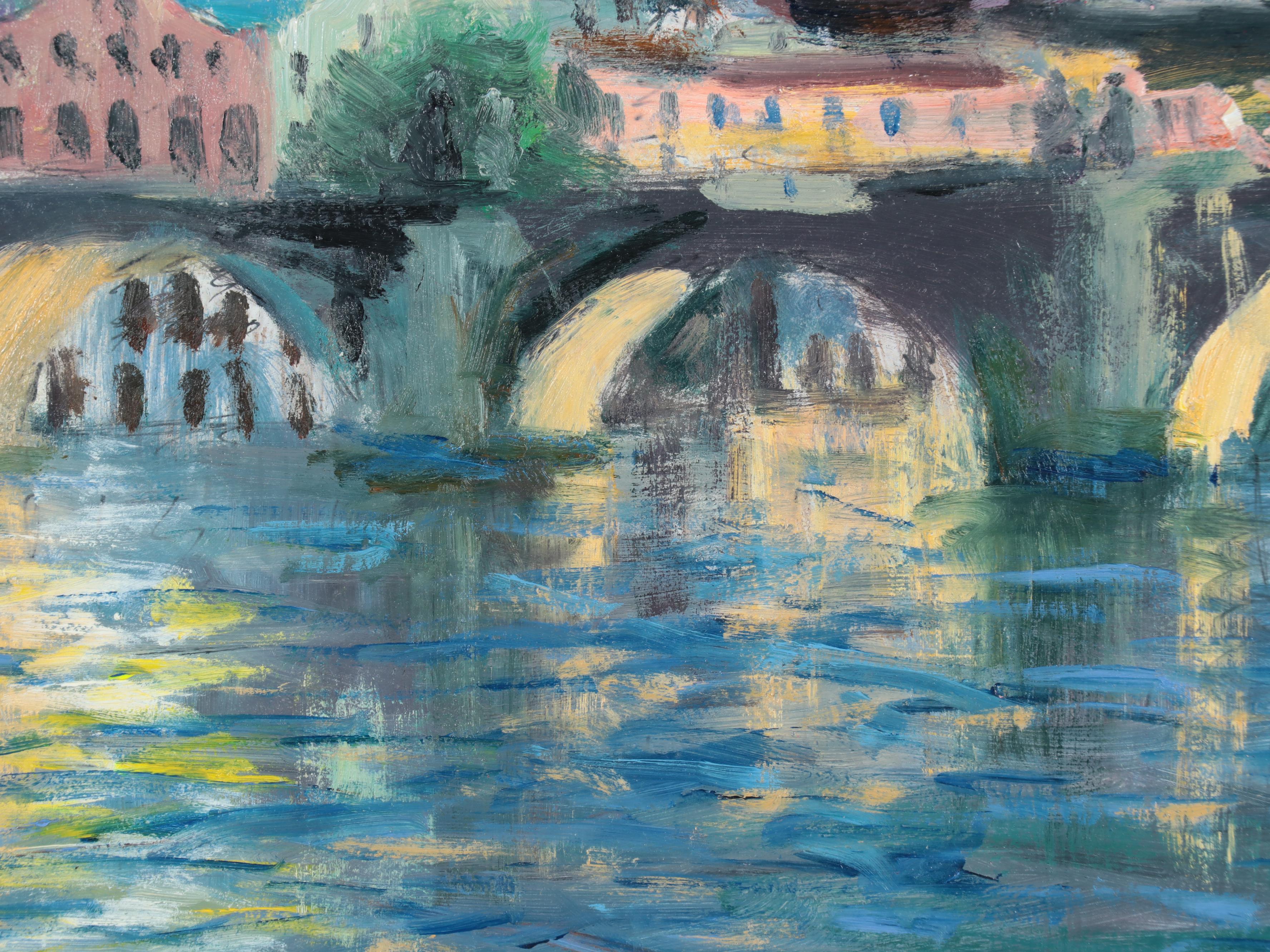 Nino Pippa Oil Painting "Prague - Charles Bridge - Night Scene"