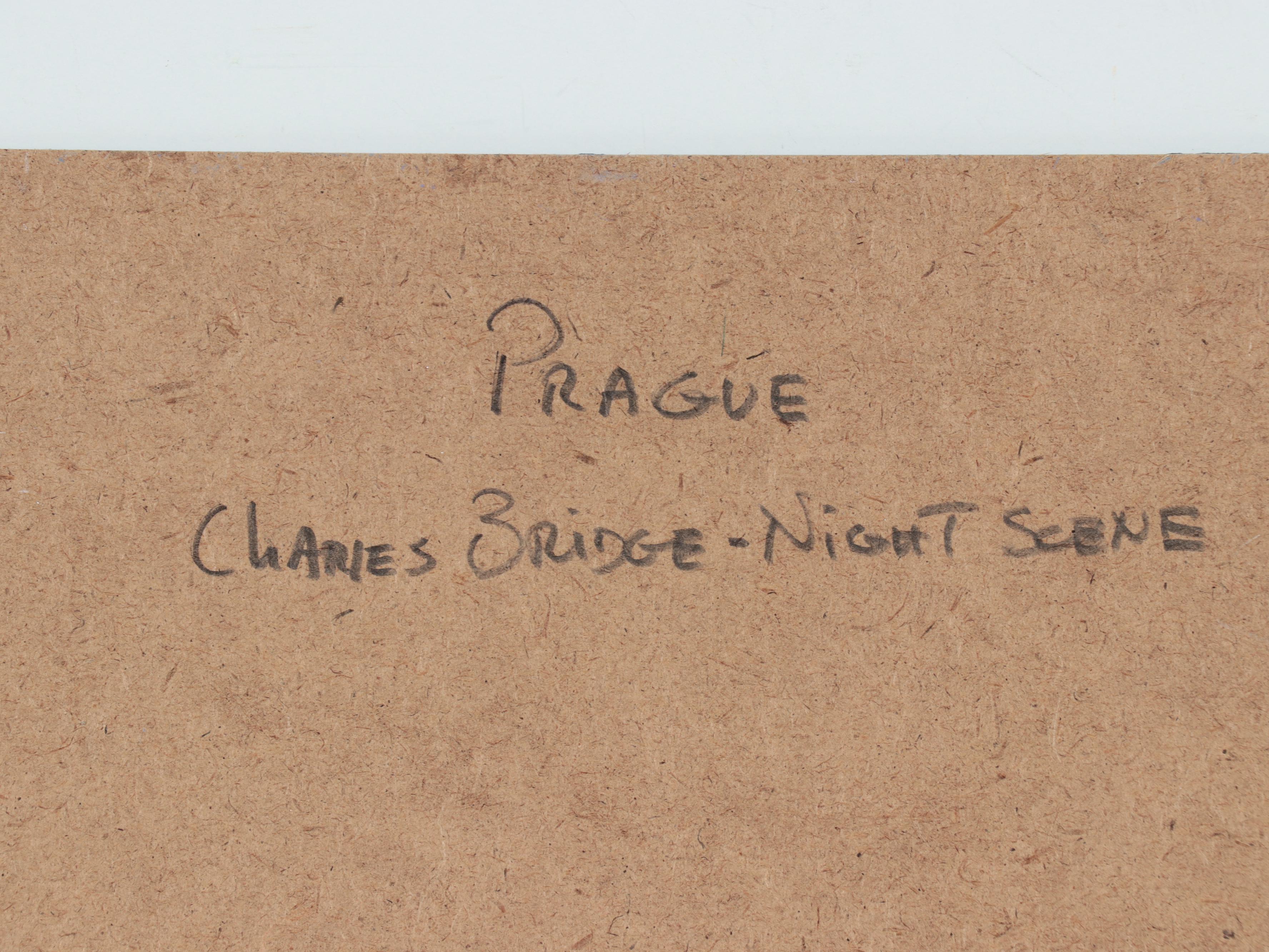 Nino Pippa Oil Painting "Prague - Charles Bridge - Night Scene"