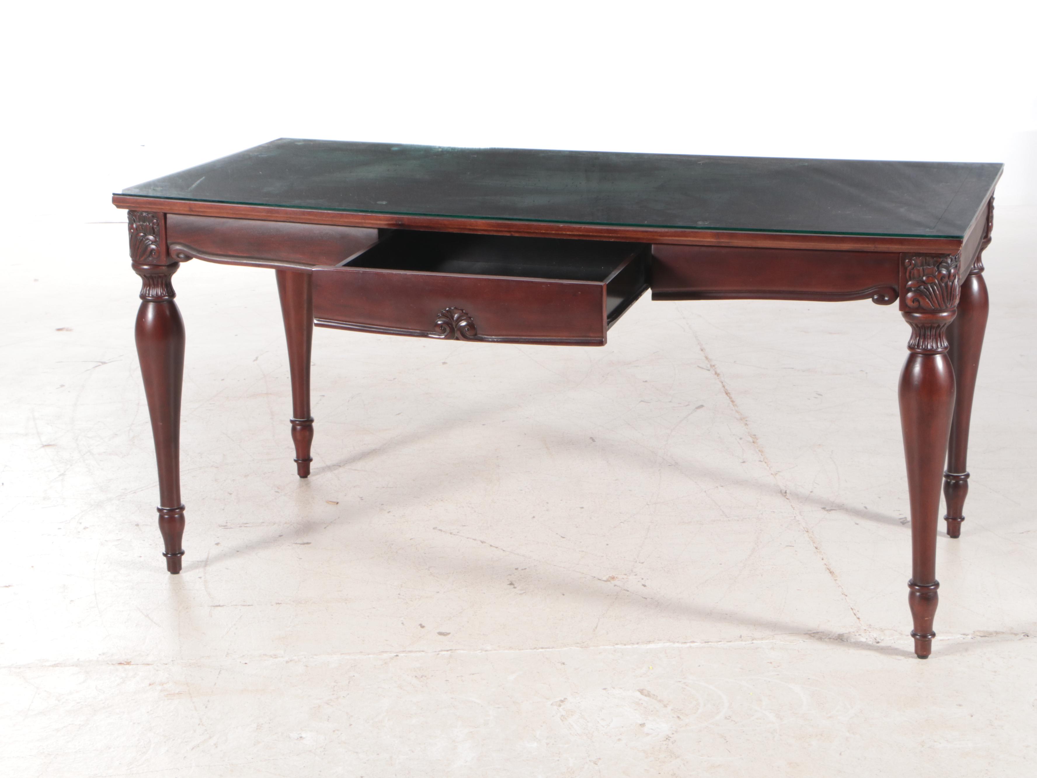 Bombay Company, George IV Style Mahogany Writing Desk with Glass
