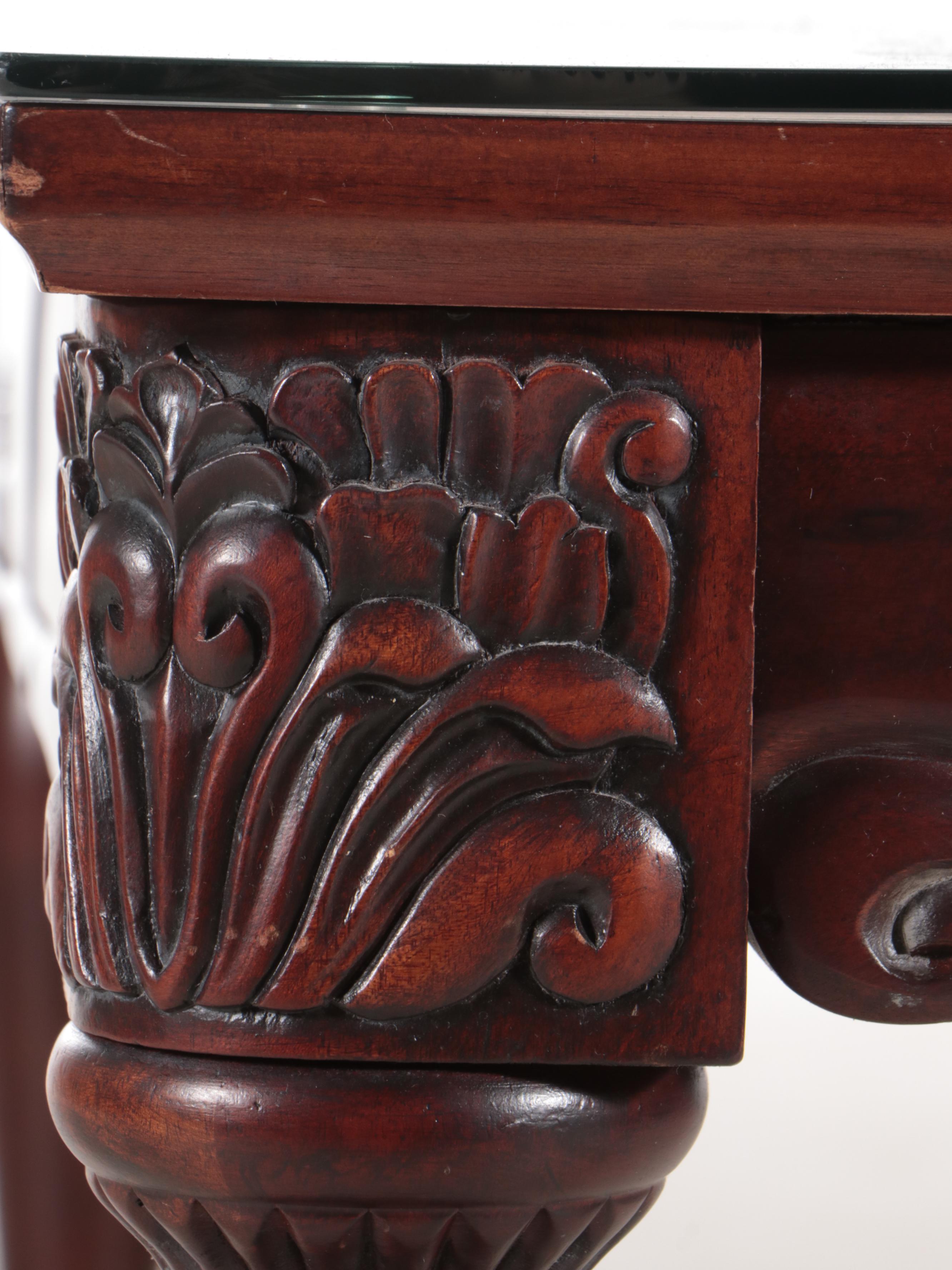 Bombay Company, George IV Style Mahogany Writing Desk with Glass