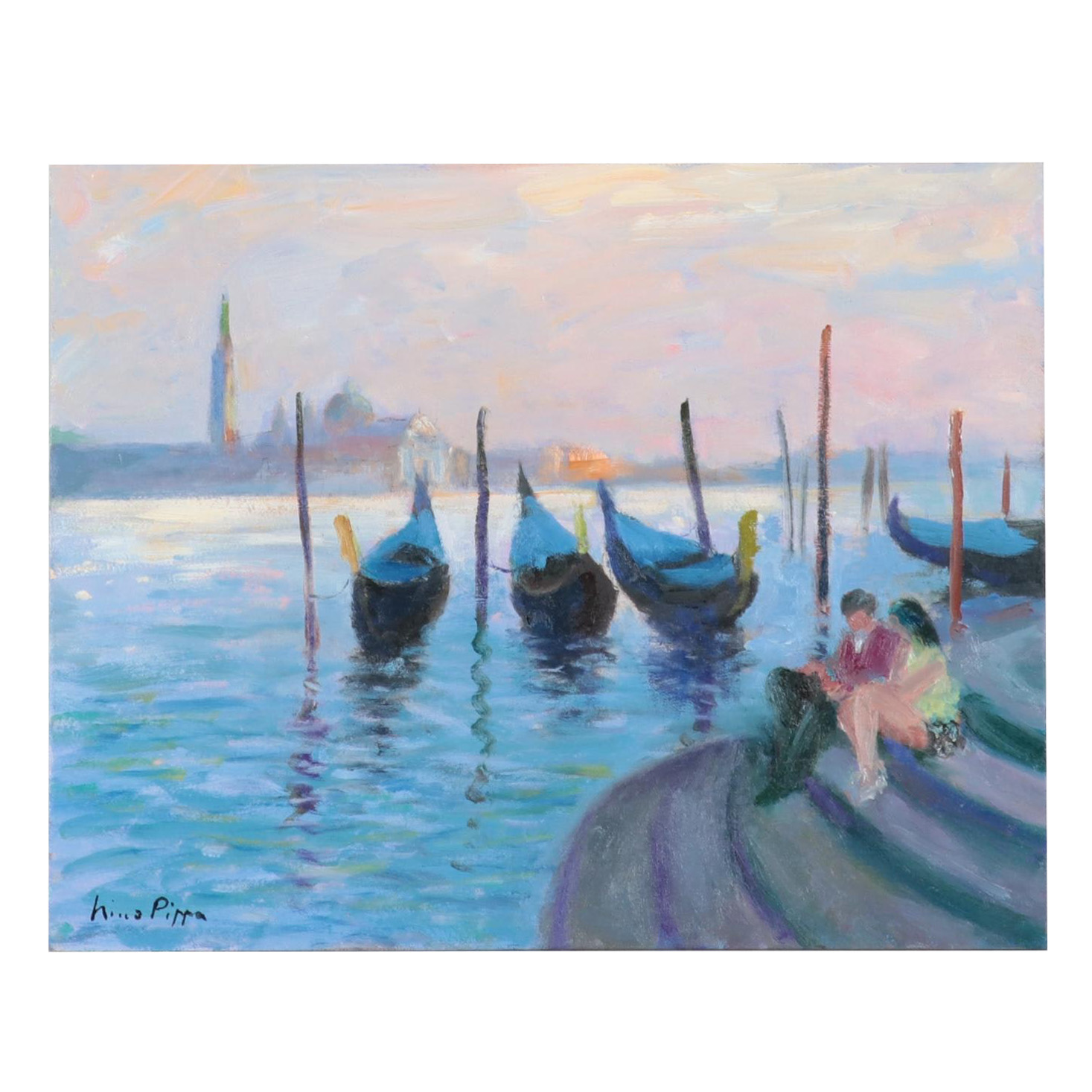 Nino Pippa Oil Painting "On the Steps of La Salute"