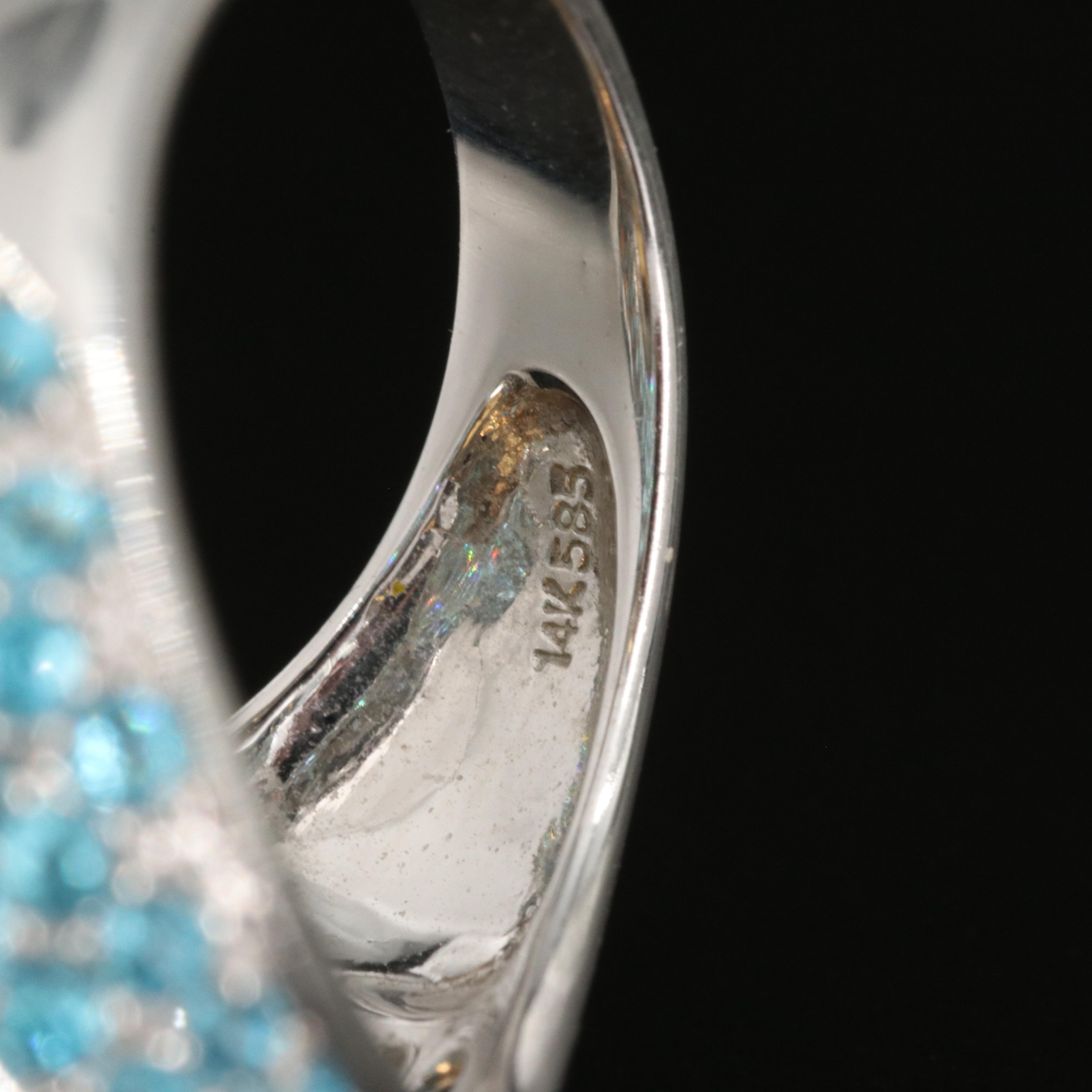 14K Citrine, Resin and Diamond Halo Ring