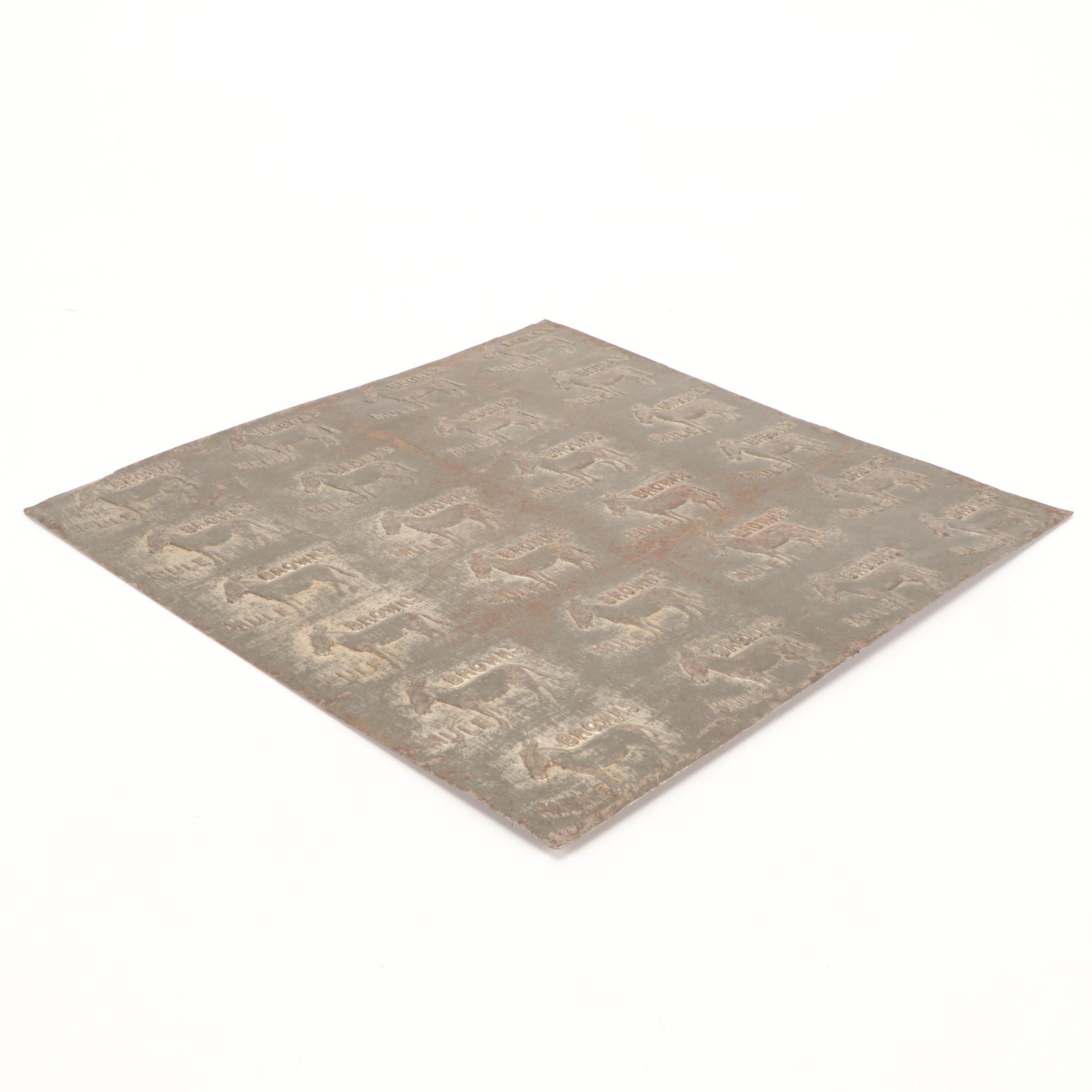 Brown's Mule Plug Chewing Tobacco Metal Stamp Mold, Early 20th Century