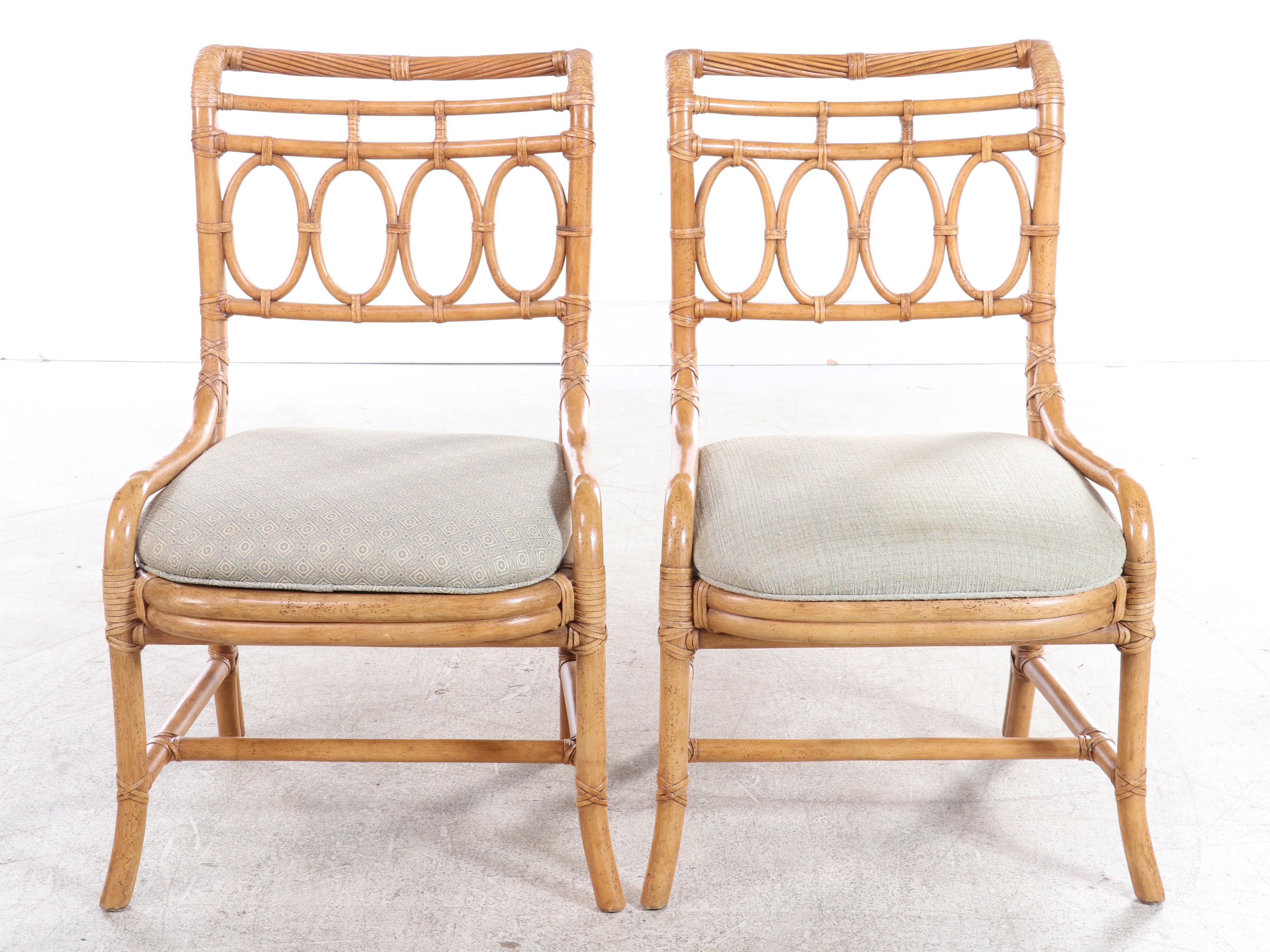 Six Henredon Regency Style Rattan Dining Chairs, Late 20th Century