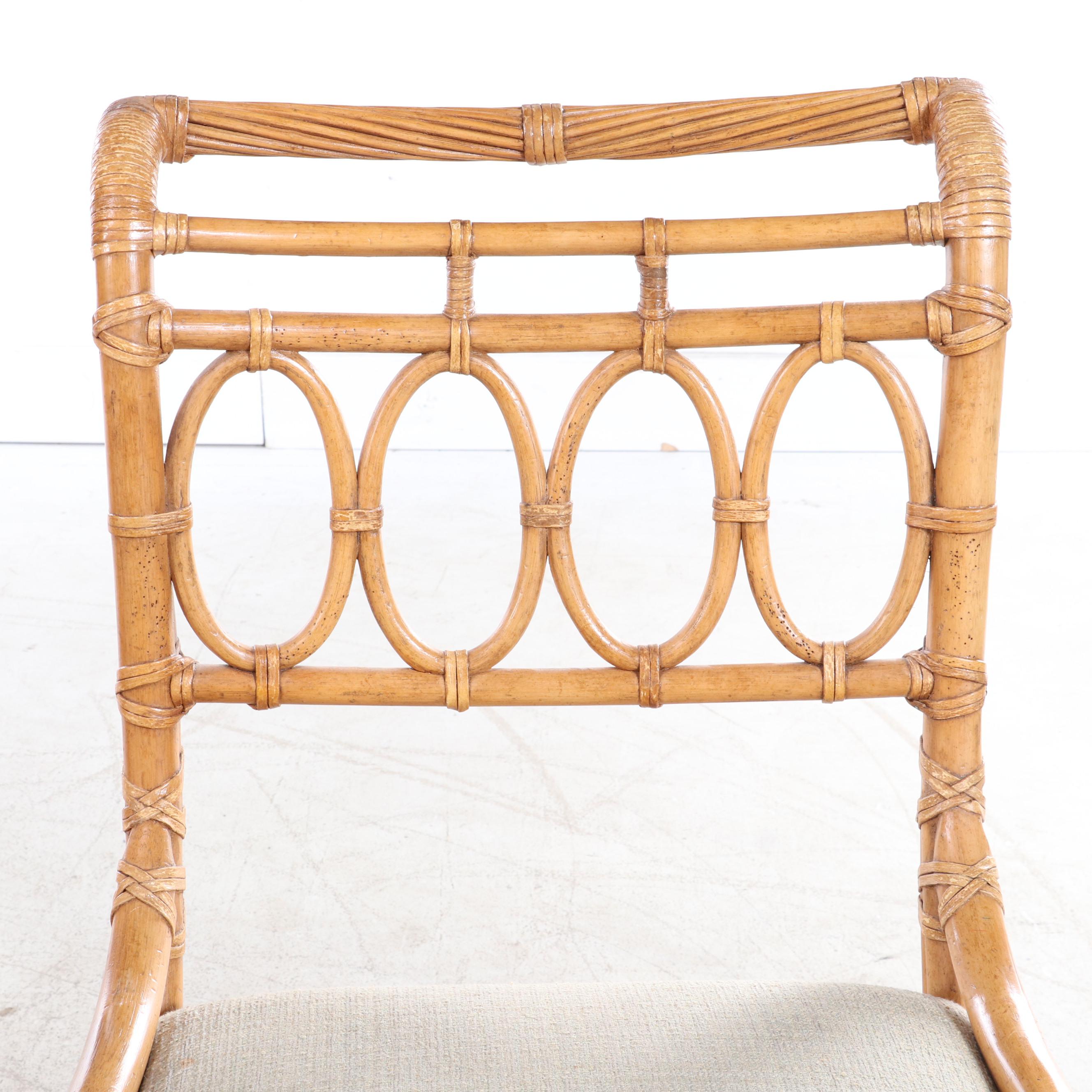 Six Henredon Regency Style Rattan Dining Chairs, Late 20th Century