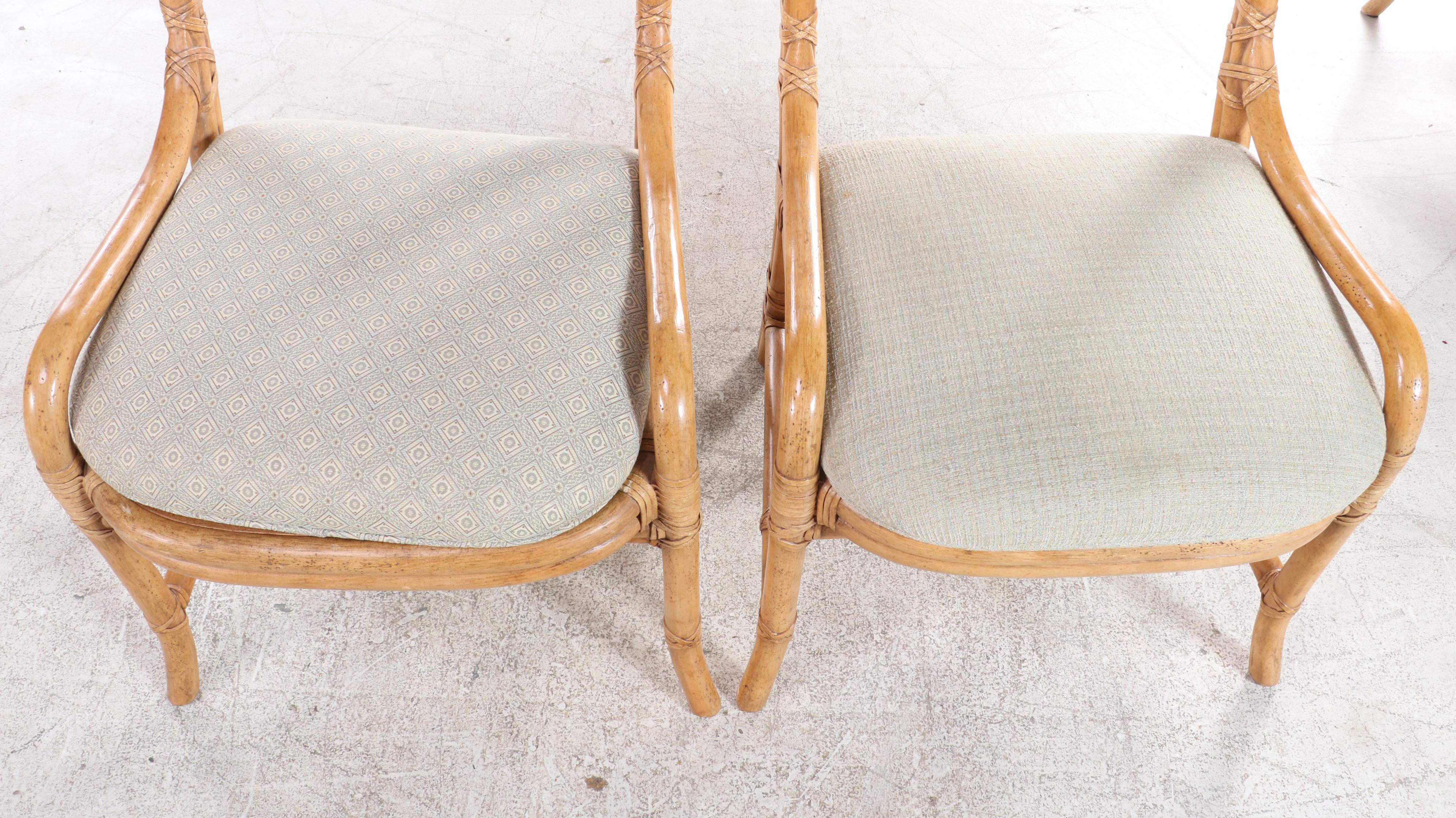 Six Henredon Regency Style Rattan Dining Chairs, Late 20th Century