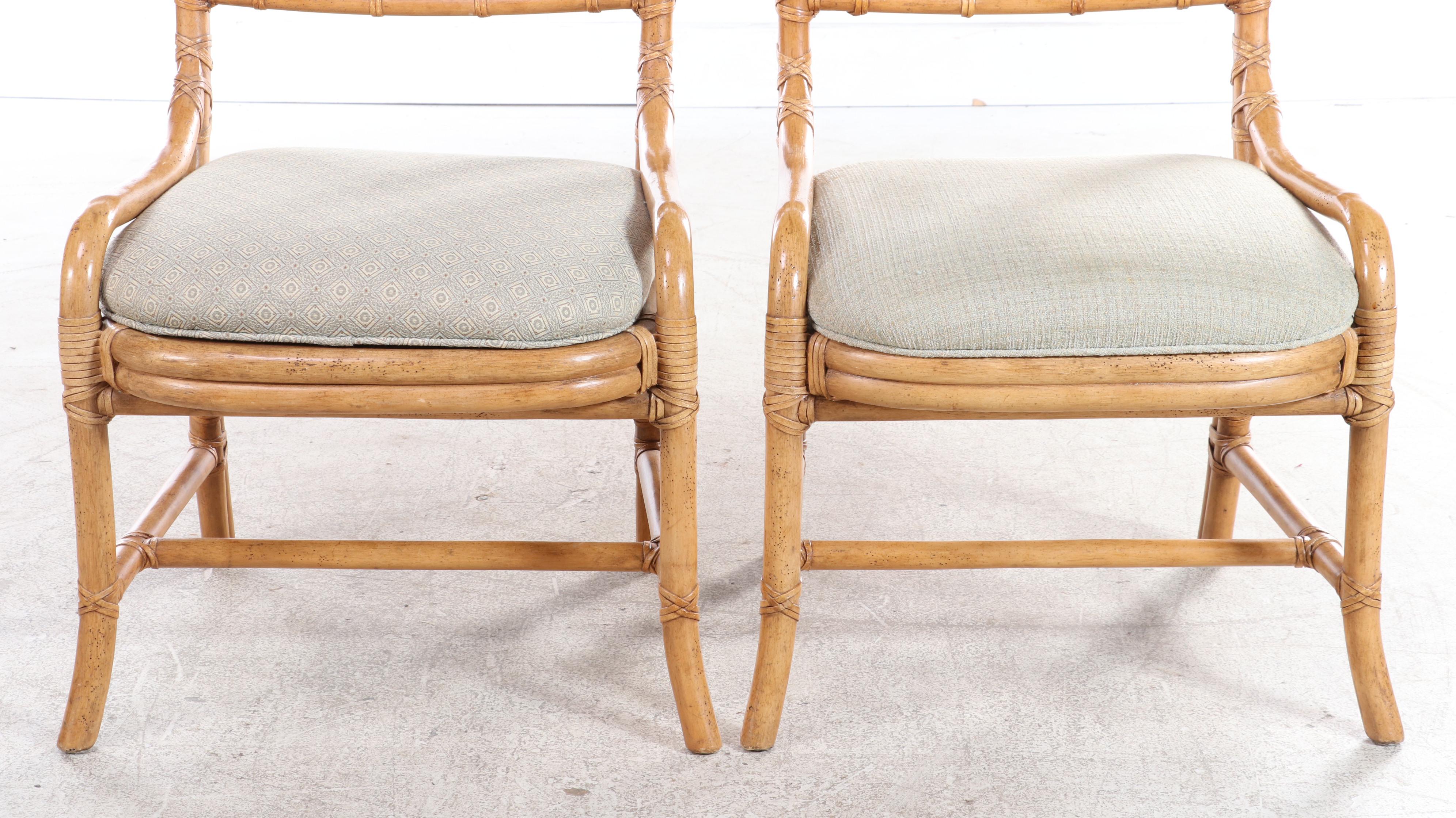 Six Henredon Regency Style Rattan Dining Chairs, Late 20th Century