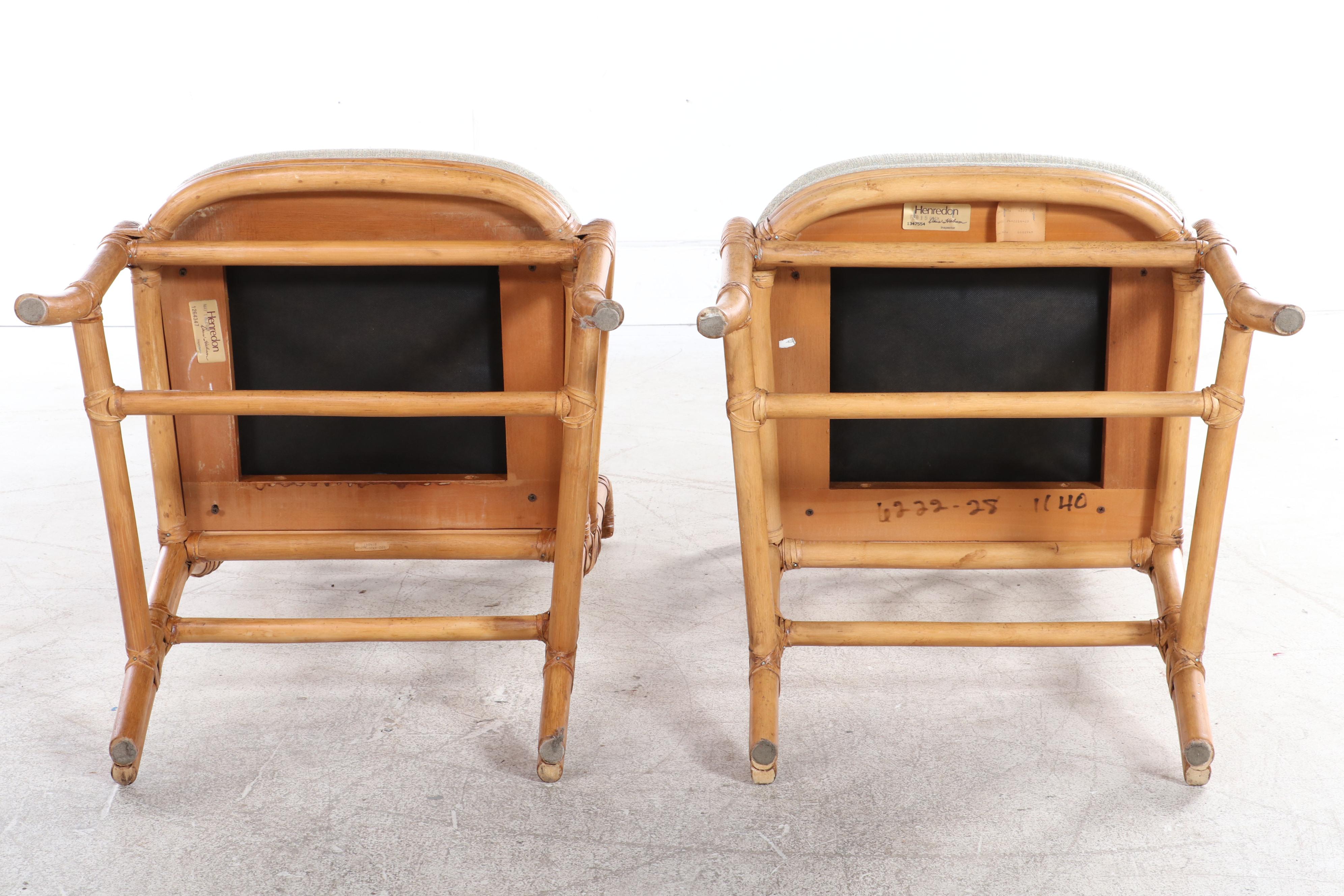 Six Henredon Regency Style Rattan Dining Chairs, Late 20th Century