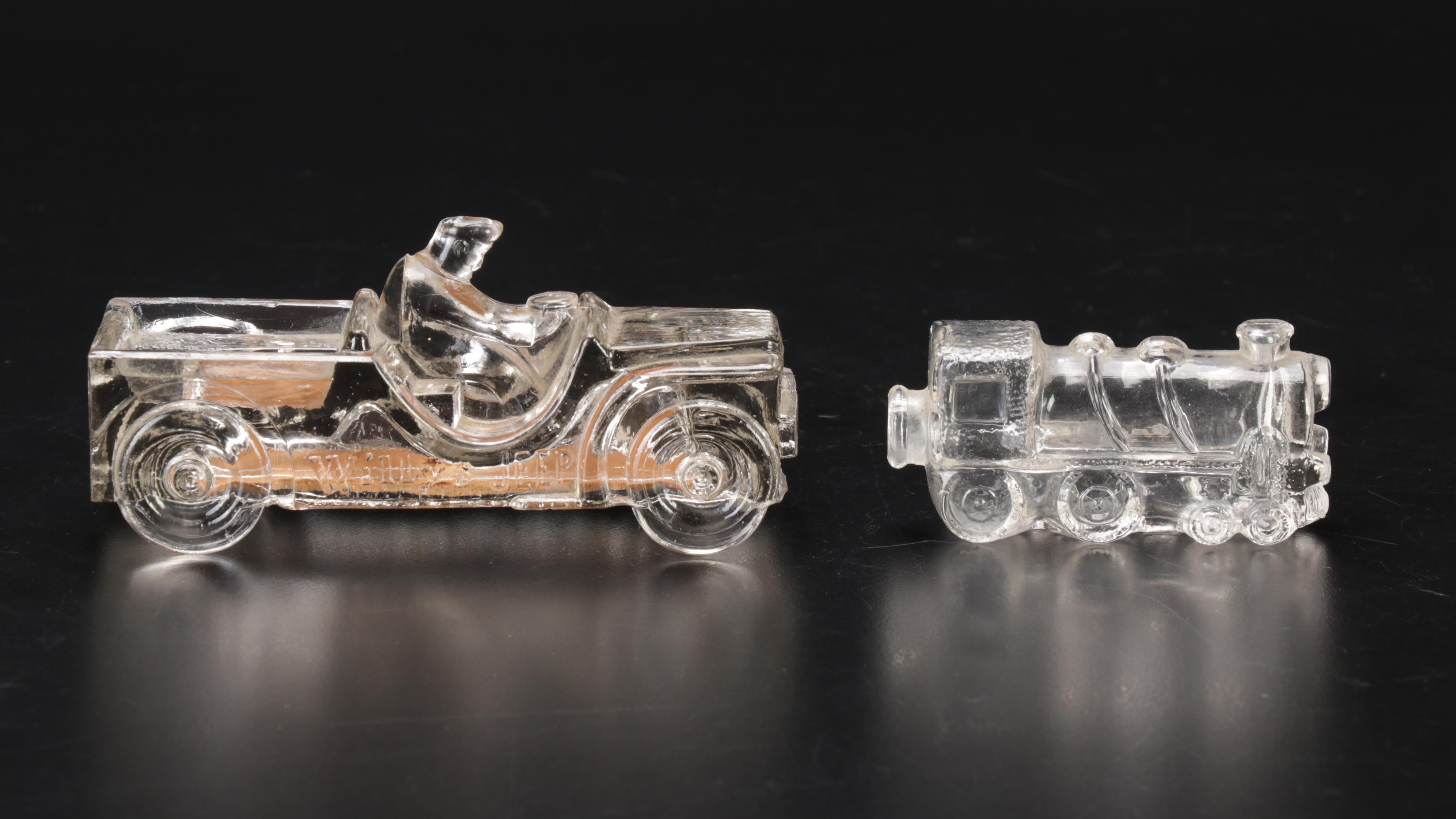 Bisque "Little Orphan Annie" Figures and Glass Candy Boxes, Early 20th Century