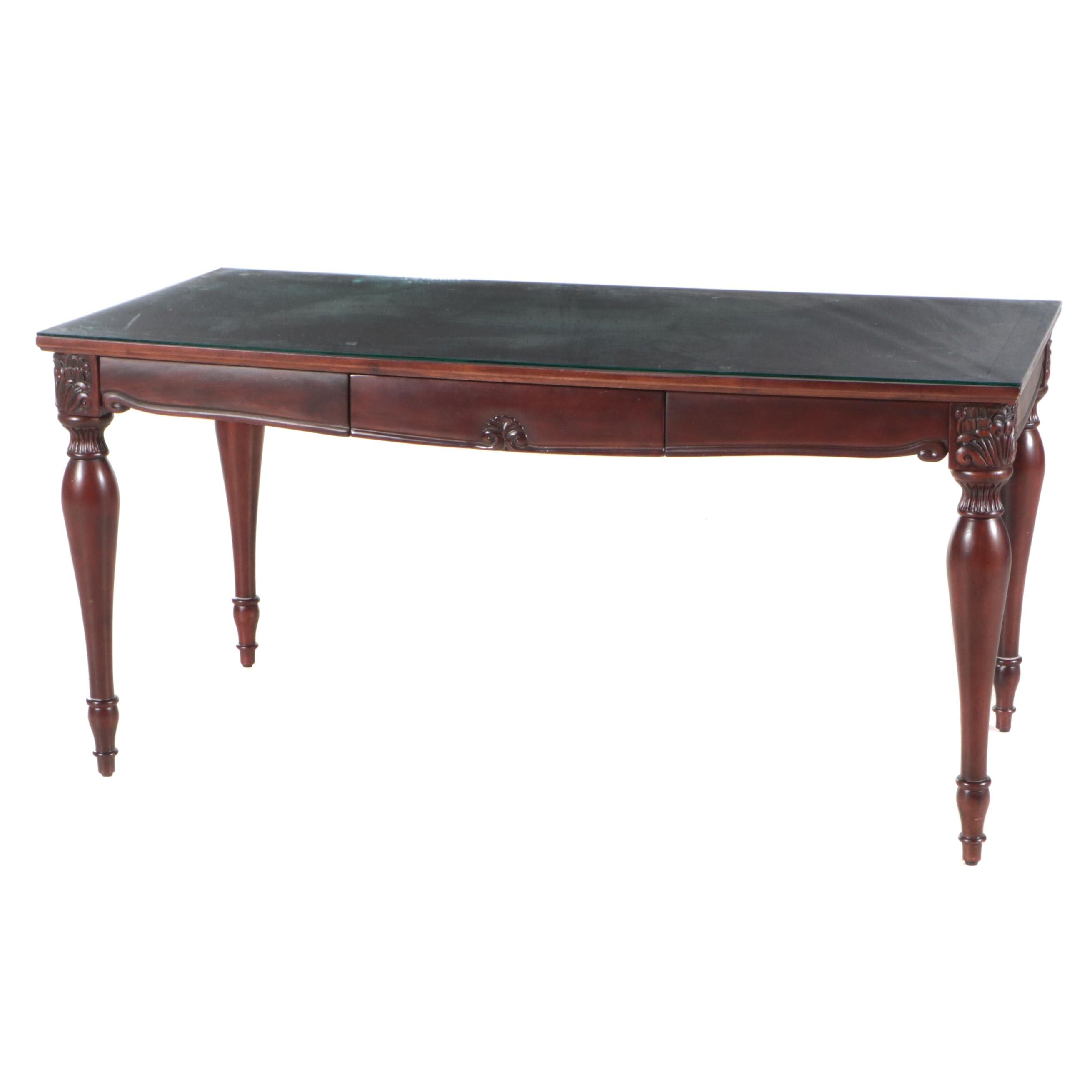 Bombay Company, George IV Style Mahogany Writing Desk with Glass
