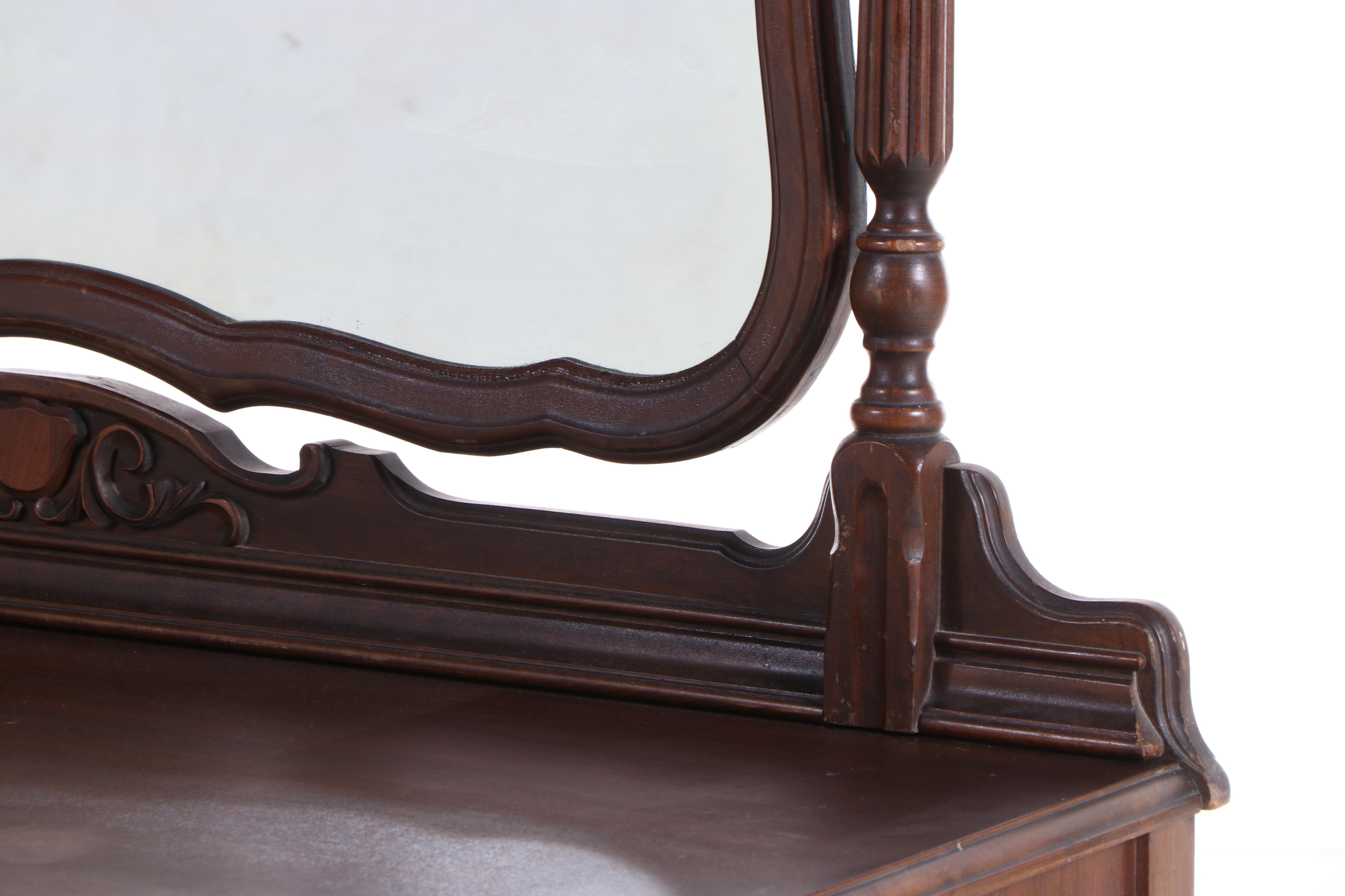 Blanchard-Hamilton Furniture Co. Jacobean Revival Walnut and Maple Bedroom Set