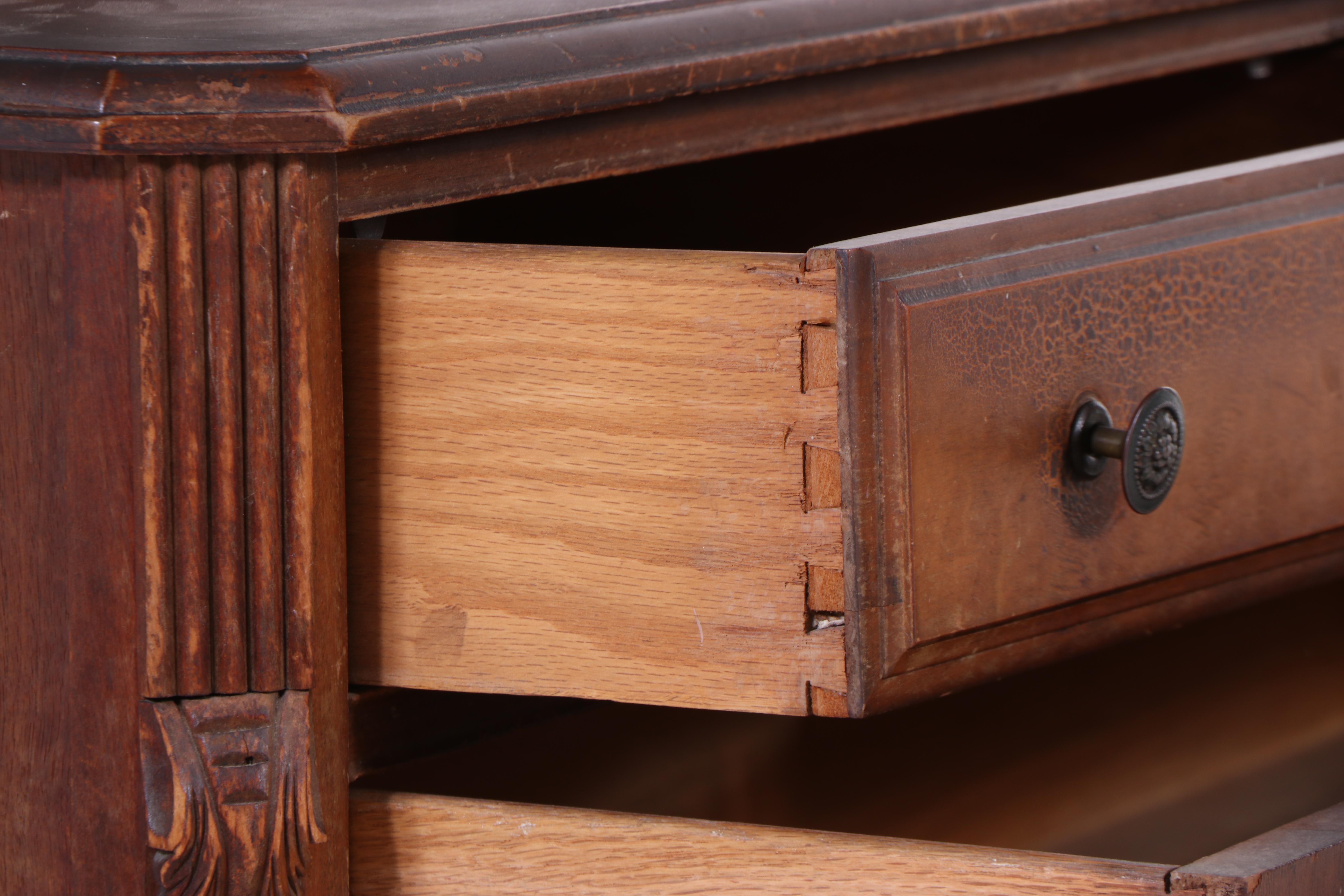 Blanchard-Hamilton Furniture Co. Jacobean Revival Walnut and Maple Bedroom Set
