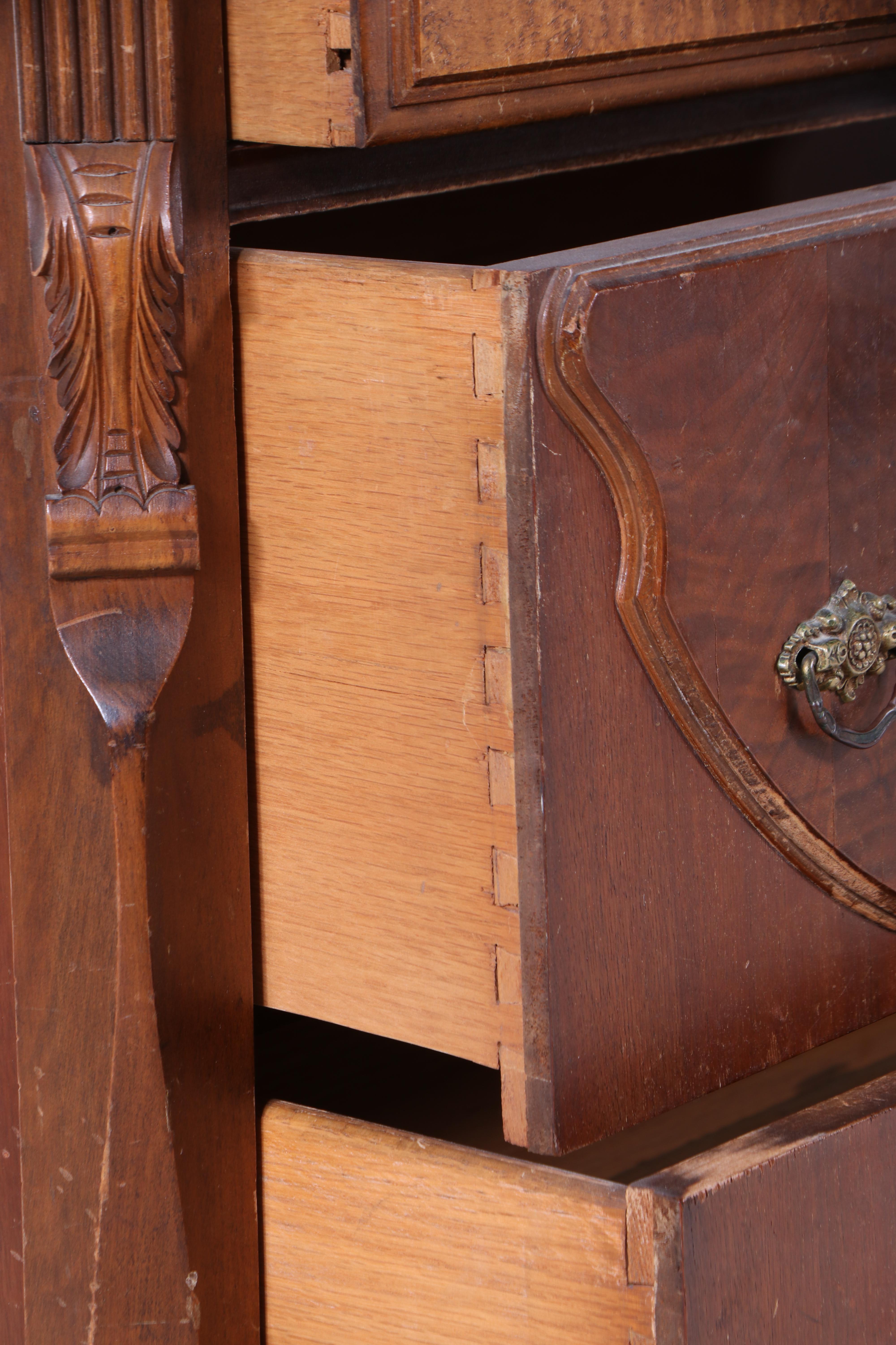 Blanchard-Hamilton Furniture Co. Jacobean Revival Walnut and Maple Bedroom Set