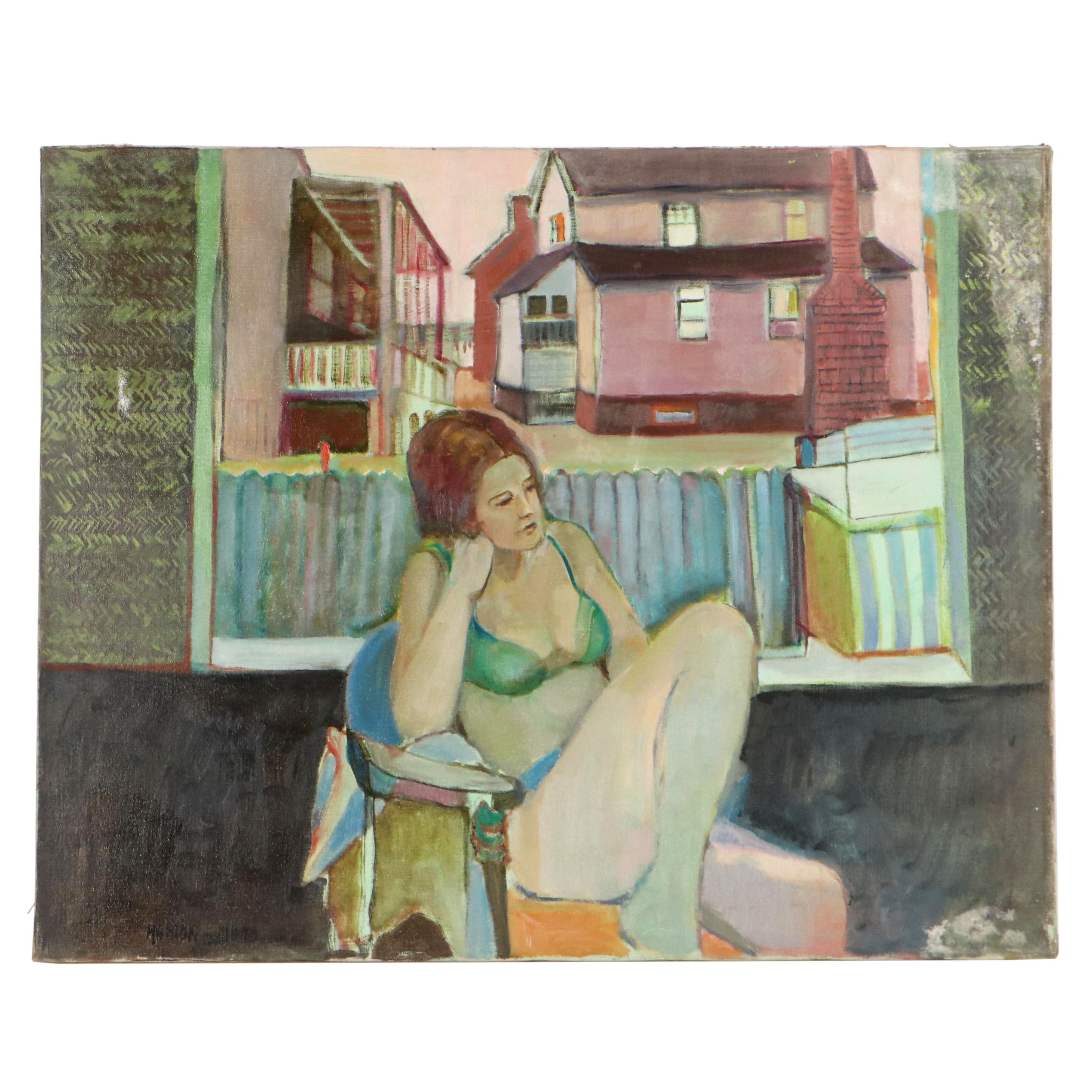 Marion Maas Oil Painting of Seated Figure