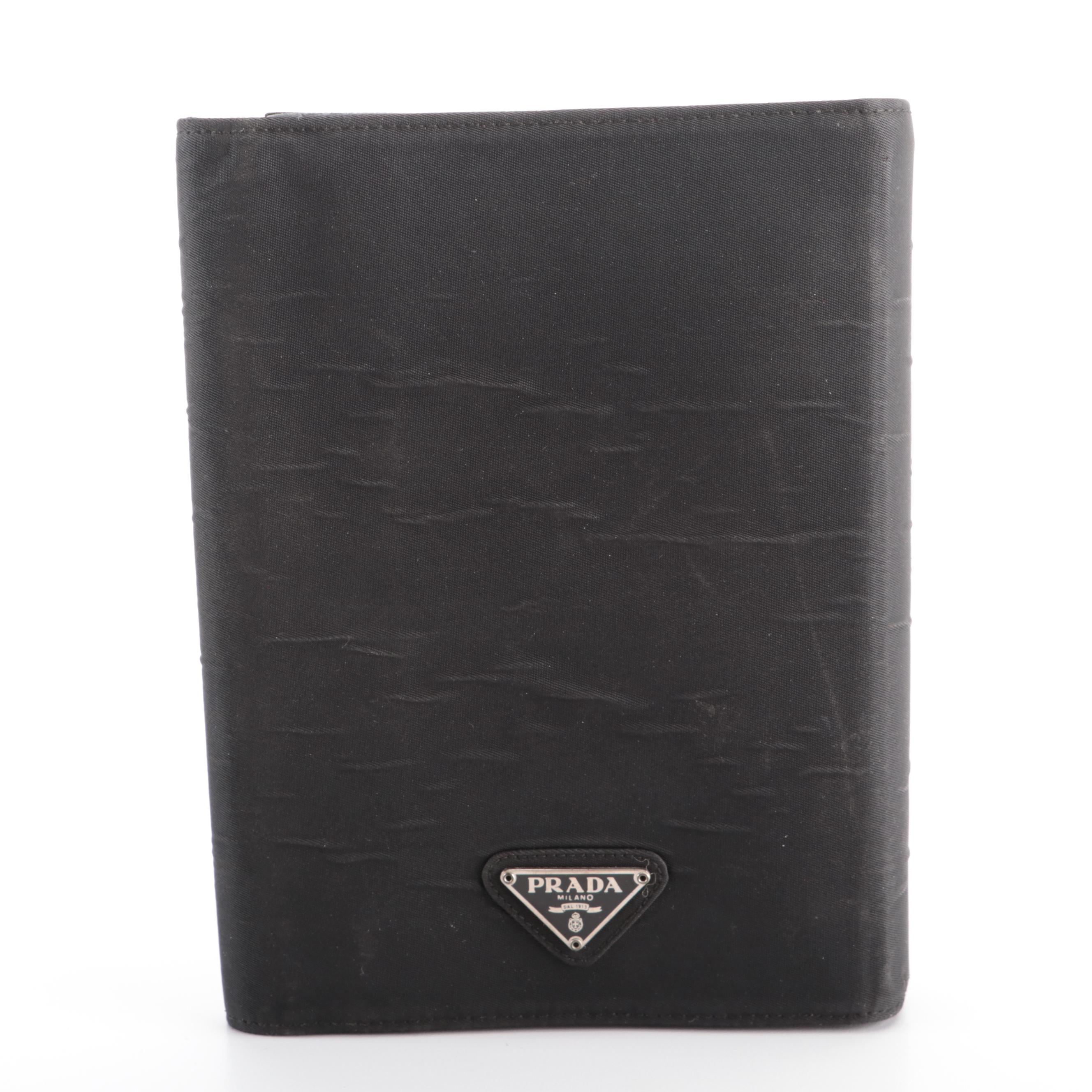 Prada Agenda Cover in Black Tessuto Nylon and Goatskin
