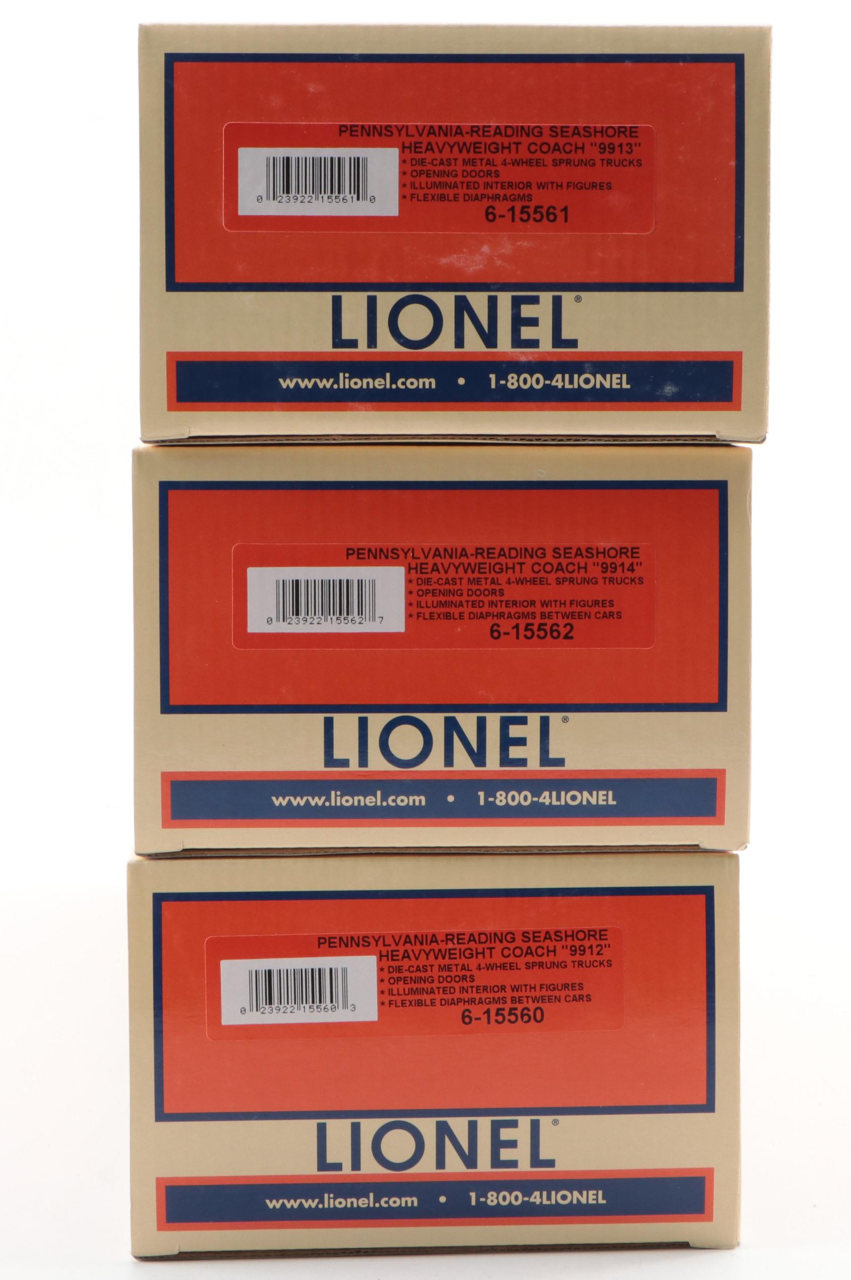 Lionel Pennsylvania-Reading Seashore Heavyweight Diecast Coach Cars