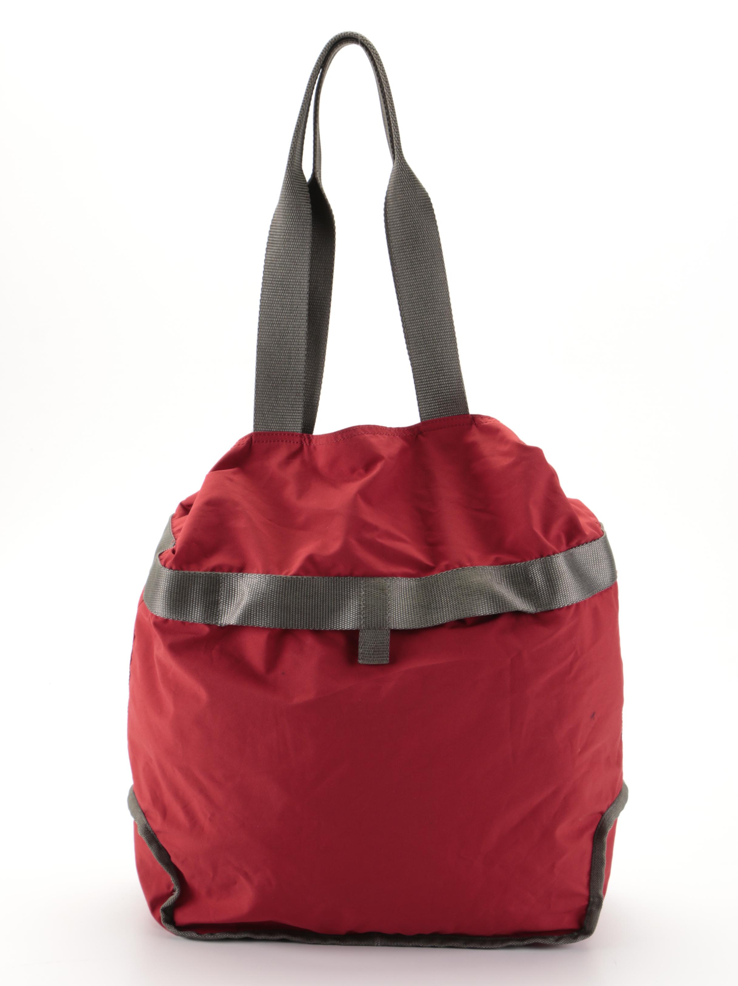 Prada Tote Bag Art. 4VA227 in Red with Grey Web