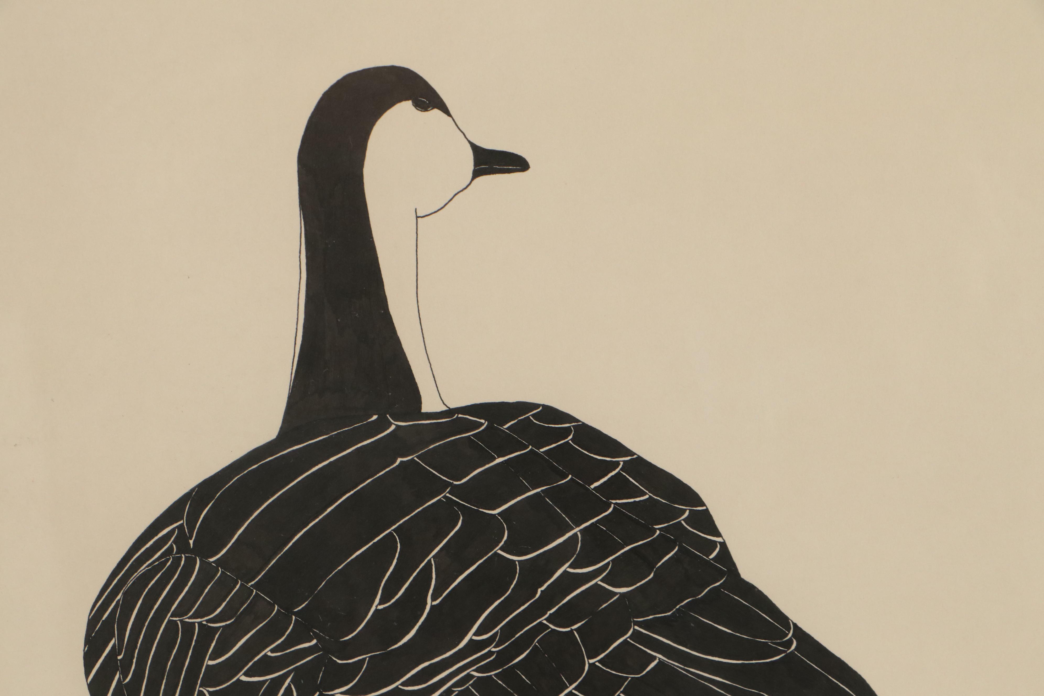Ink Drawing of Two Canadian Geese