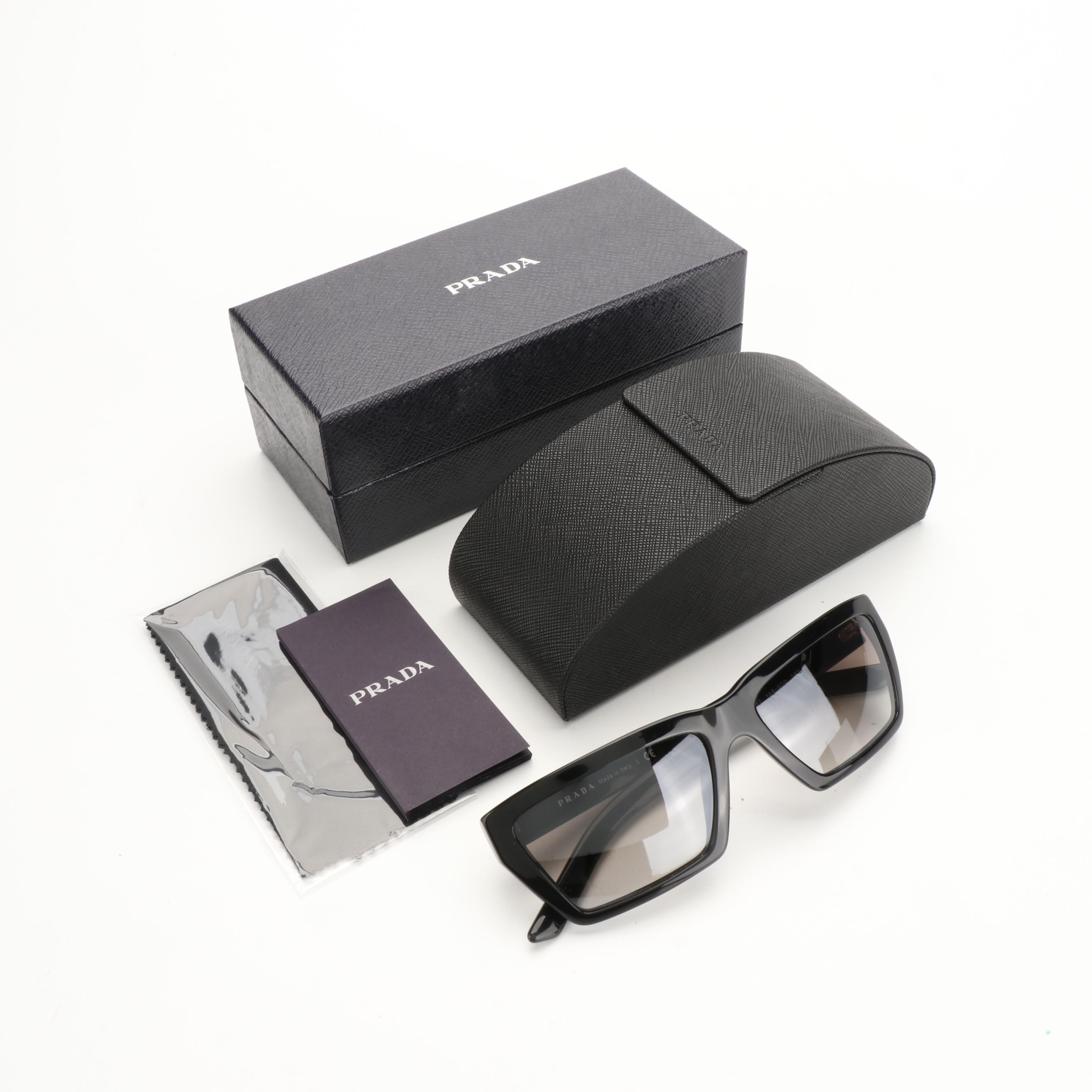 Prada SPR04V Black Frame Gradient Lens Sunglasses with Case and Box