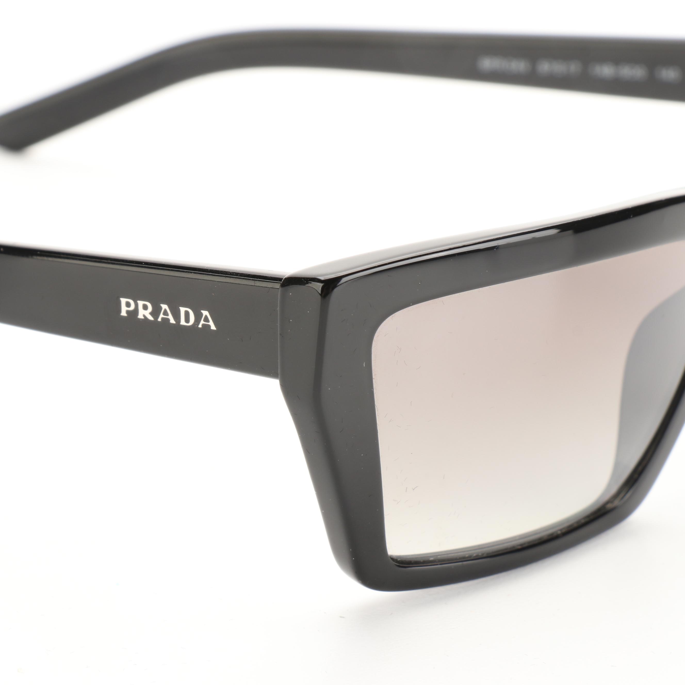 Prada SPR04V Black Frame Gradient Lens Sunglasses with Case and Box