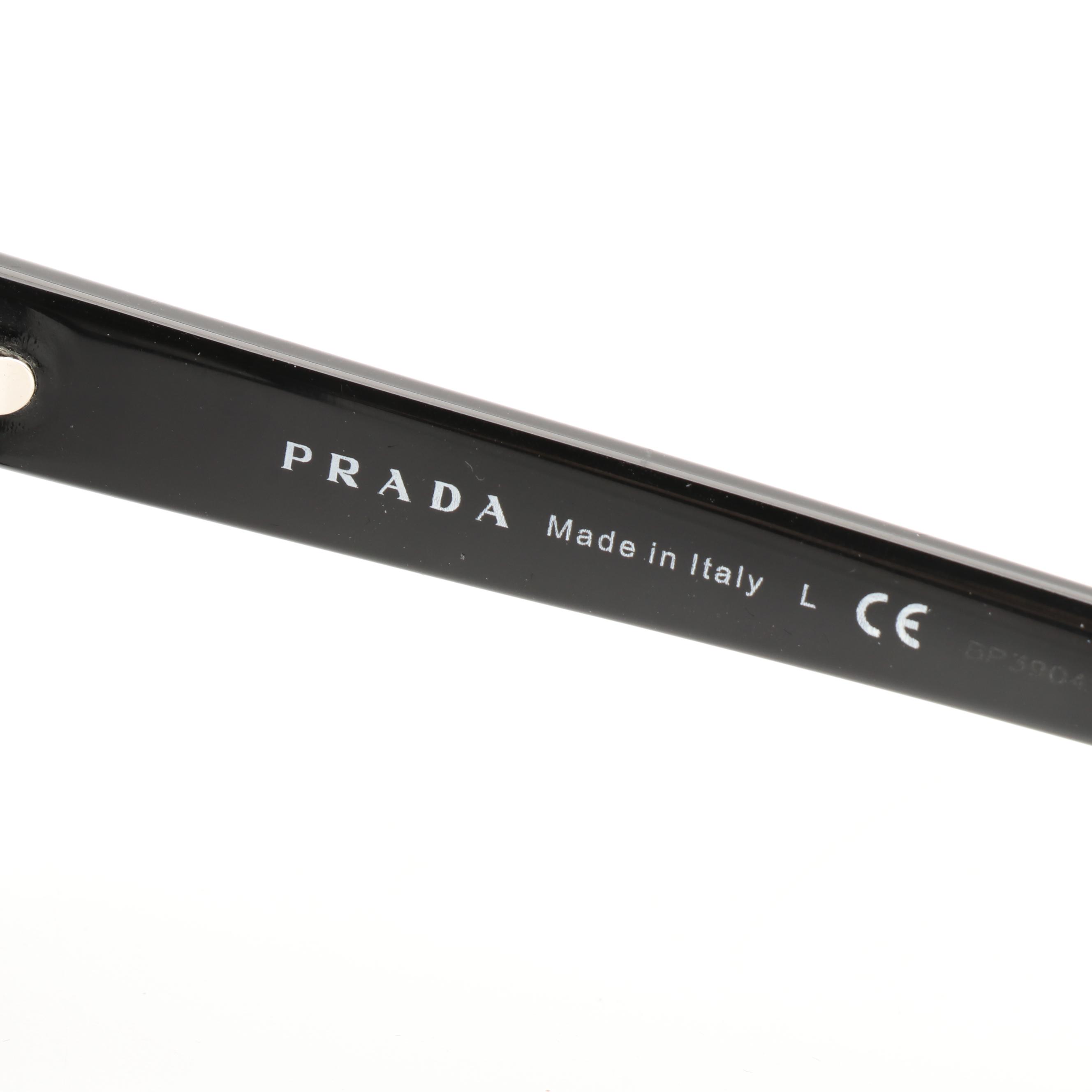 Prada SPR04V Black Frame Gradient Lens Sunglasses with Case and Box