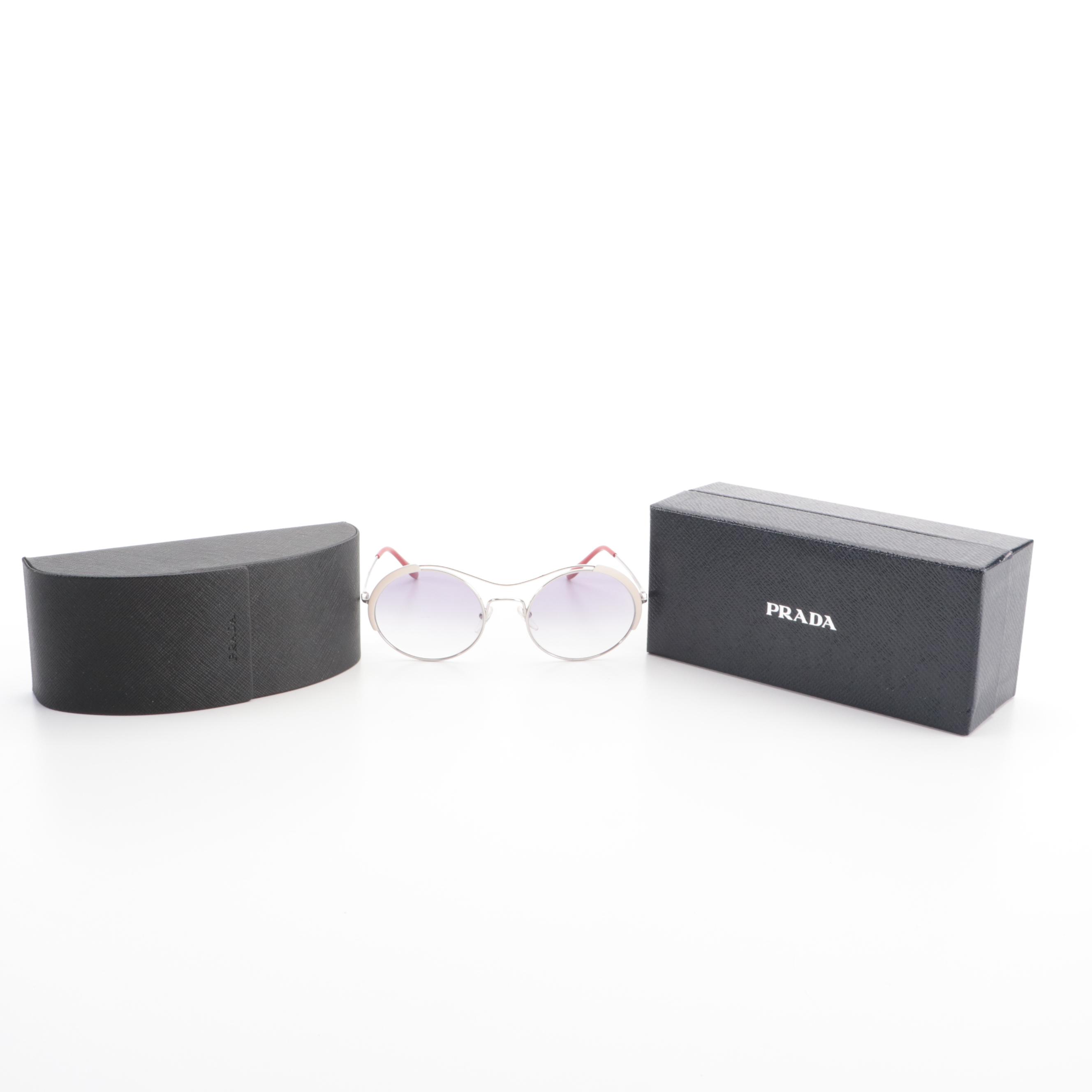 Prada SPR 55V Round Sunglasses with Case and Box