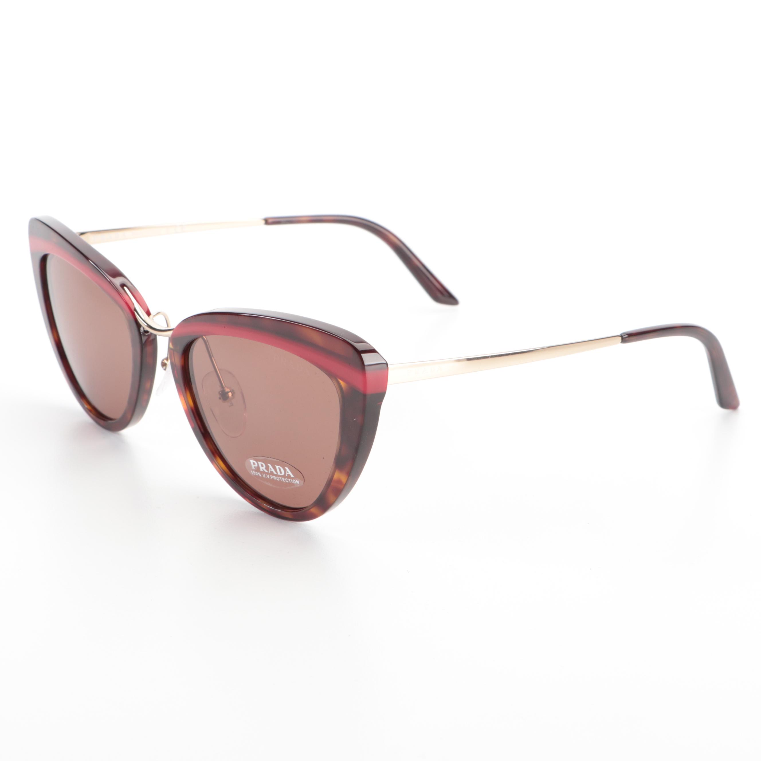 Prada SPR 25X Modified Cat Eye Style Sunglasses with Case and Box