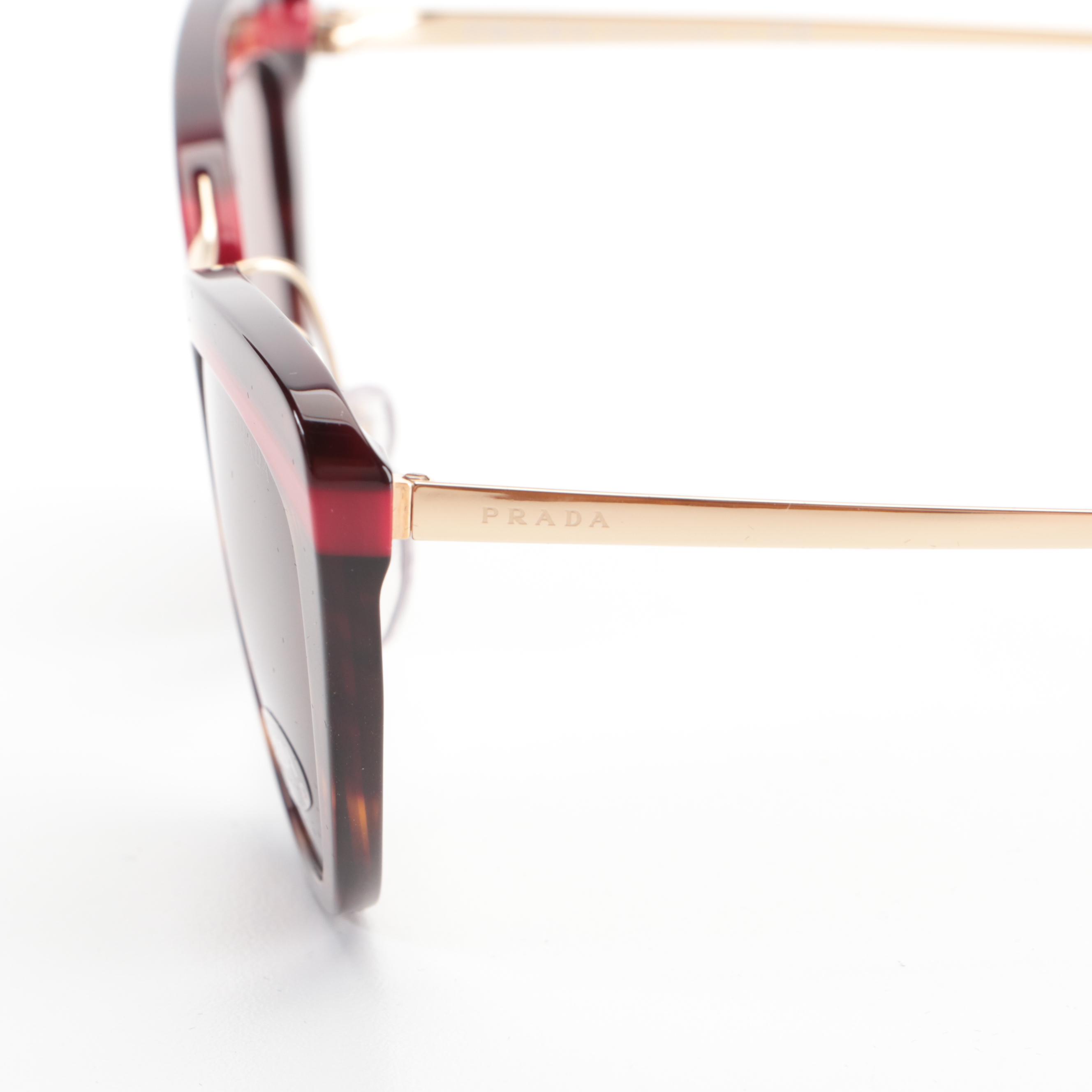 Prada SPR 25X Modified Cat Eye Style Sunglasses with Case and Box