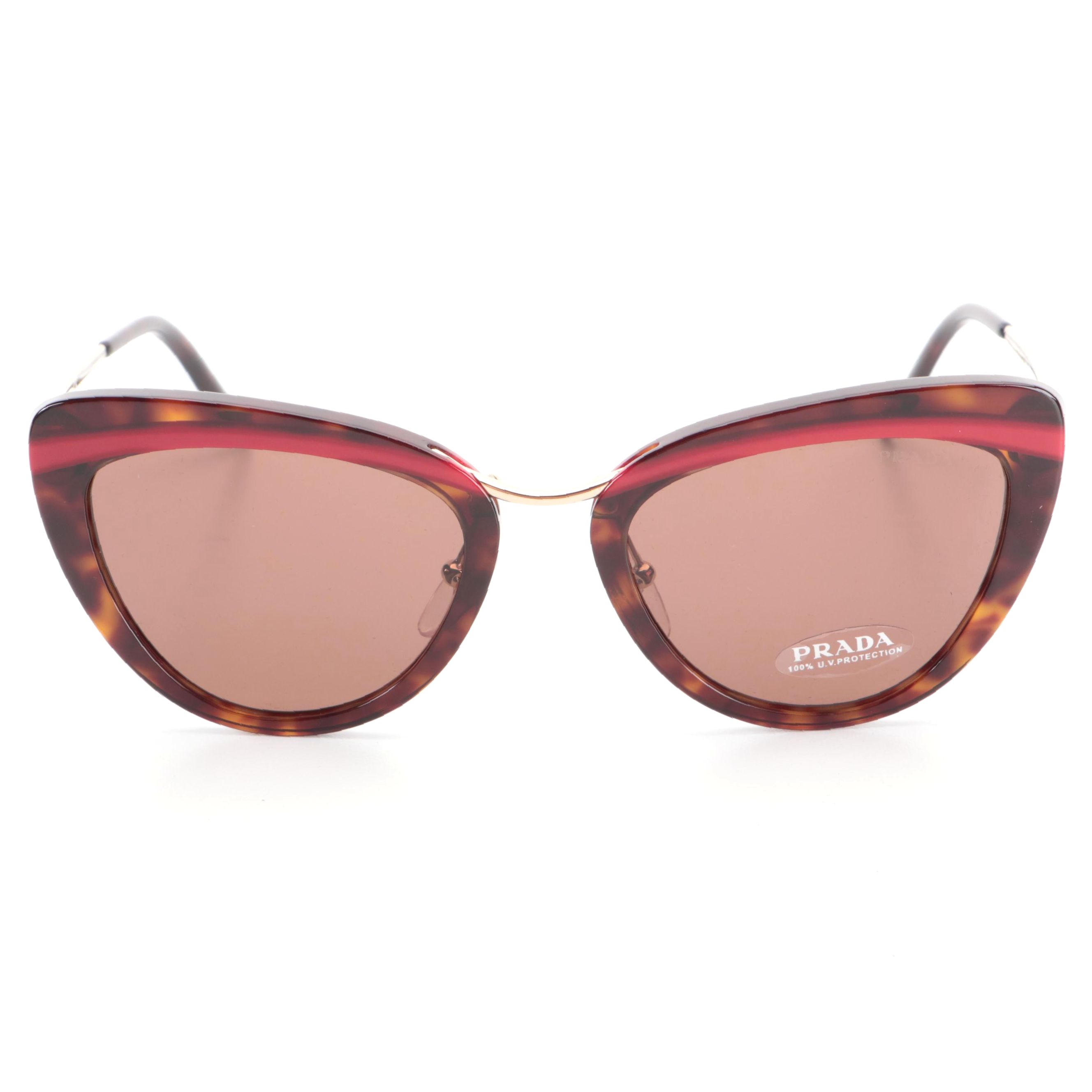 Prada SPR 25X Modified Cat Eye Style Sunglasses with Case and Box