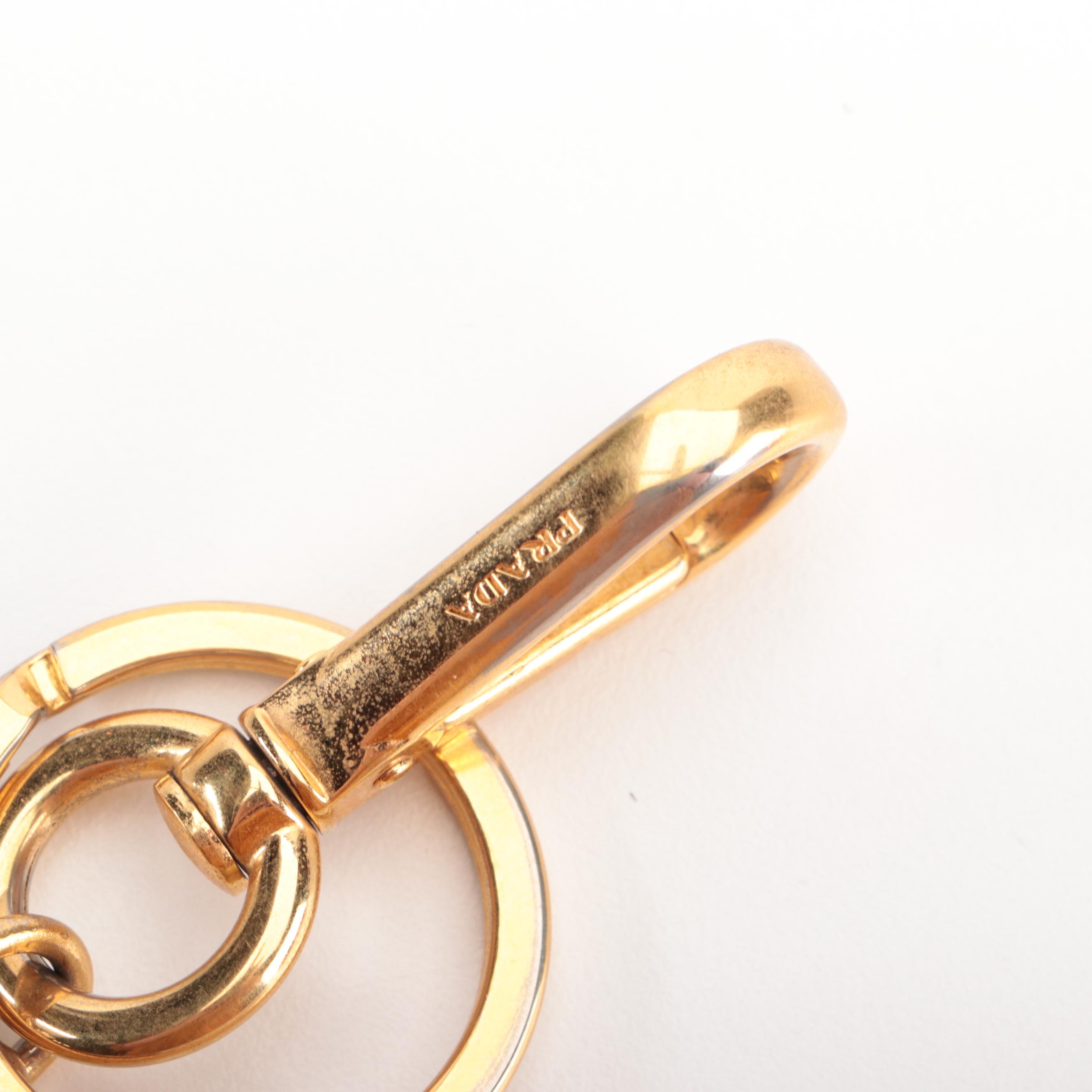 Prada Enamel Cat Key Ring with Hook Clasp