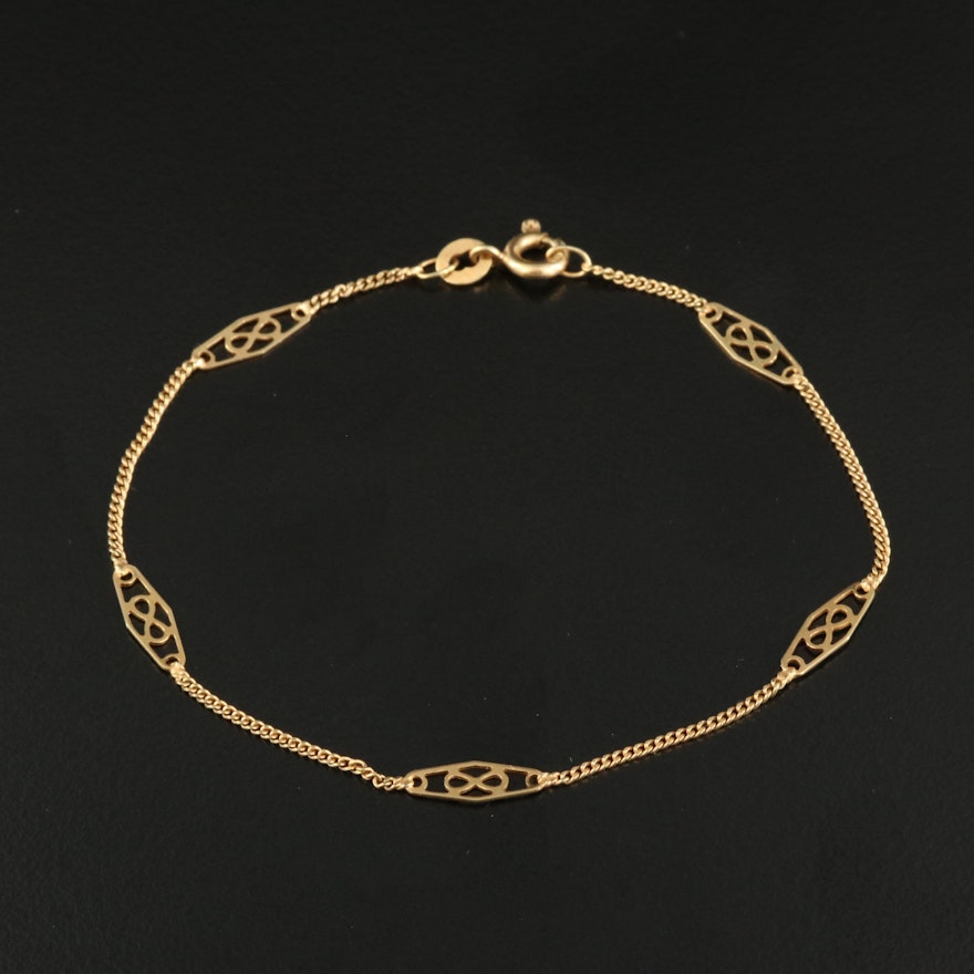 Italian 14K Infinity Station Bracelet