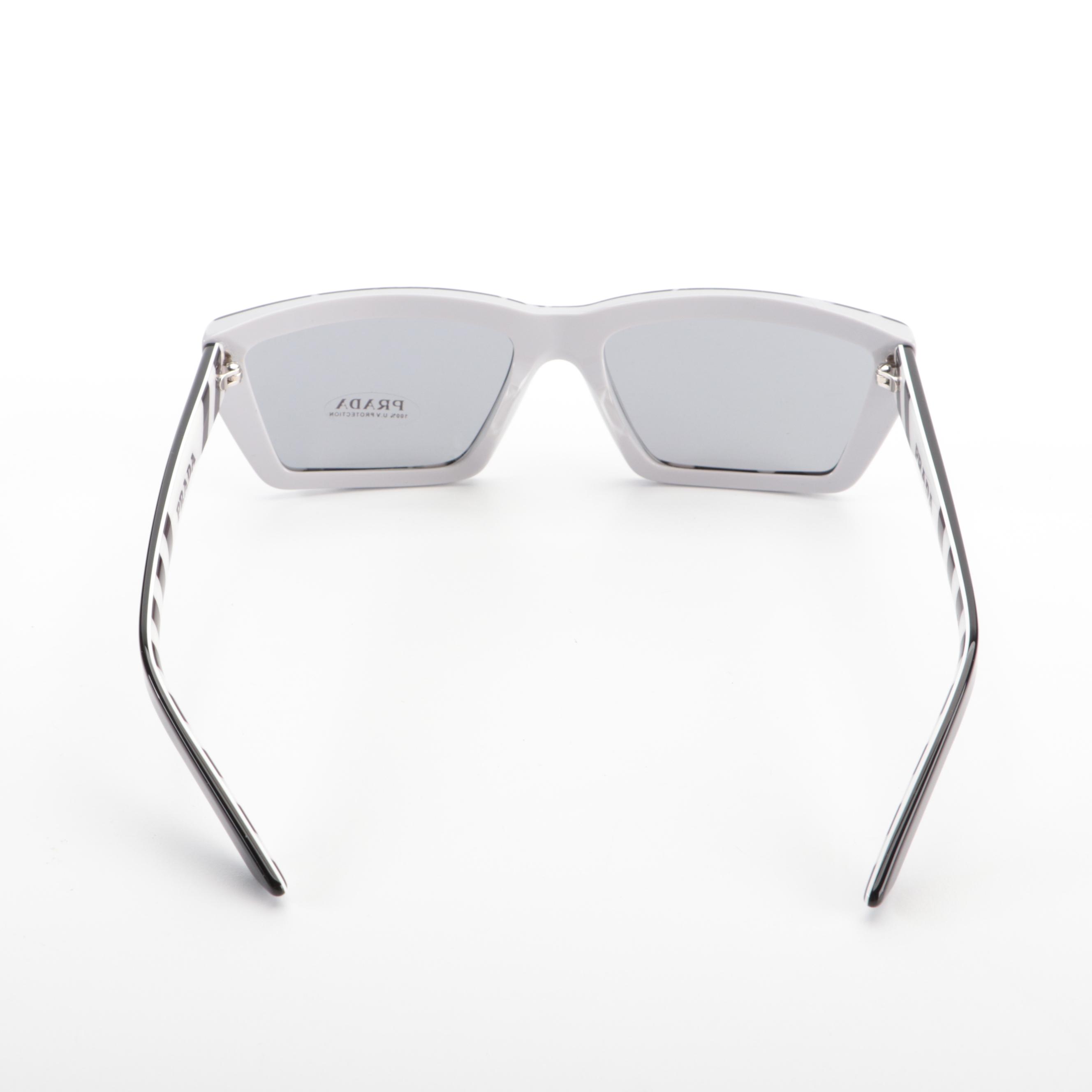 Prada SPR04V Rectangular Sunglasses in Black and Grey with Case and Box