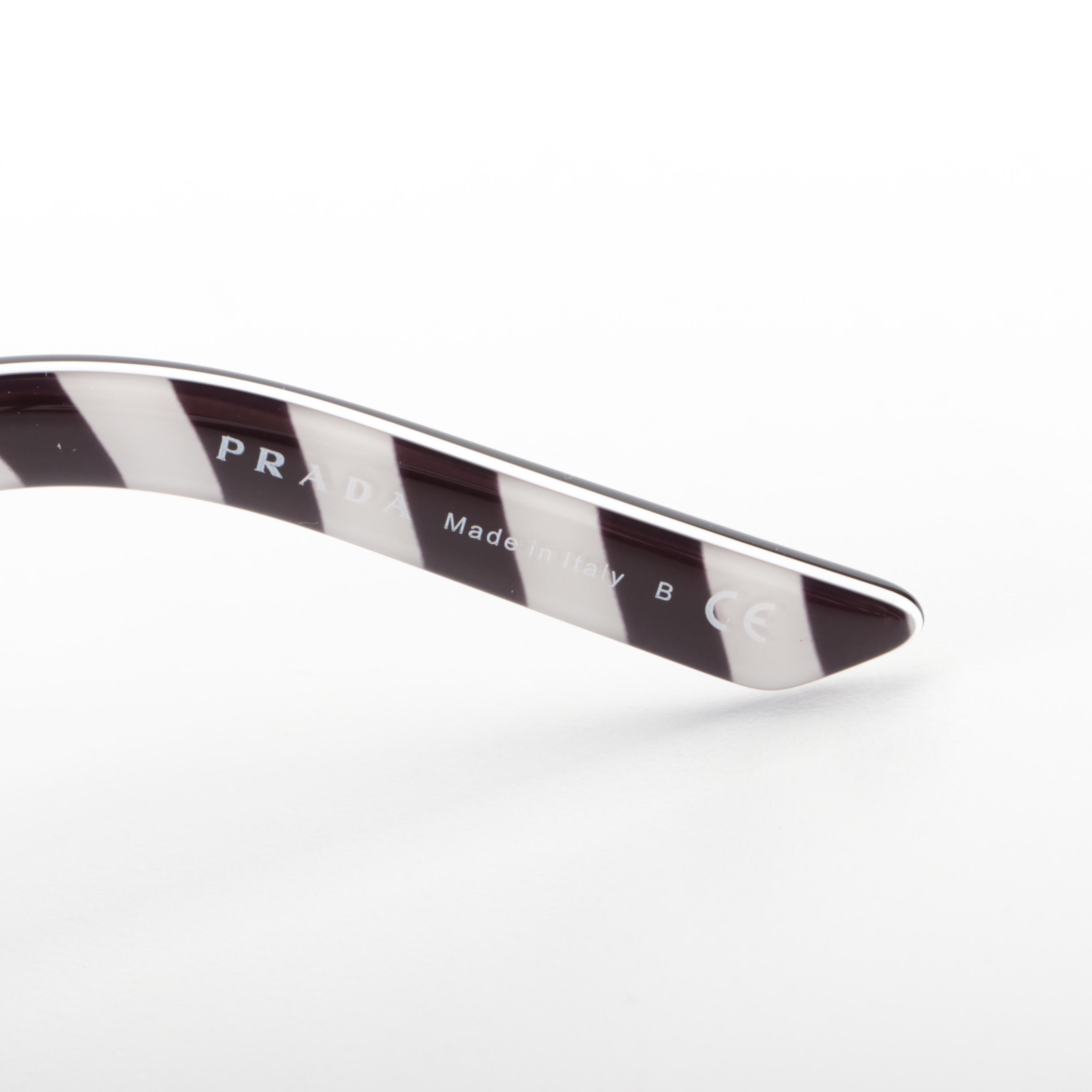 Prada SPR04V Rectangular Sunglasses in Black and Grey with Case and Box