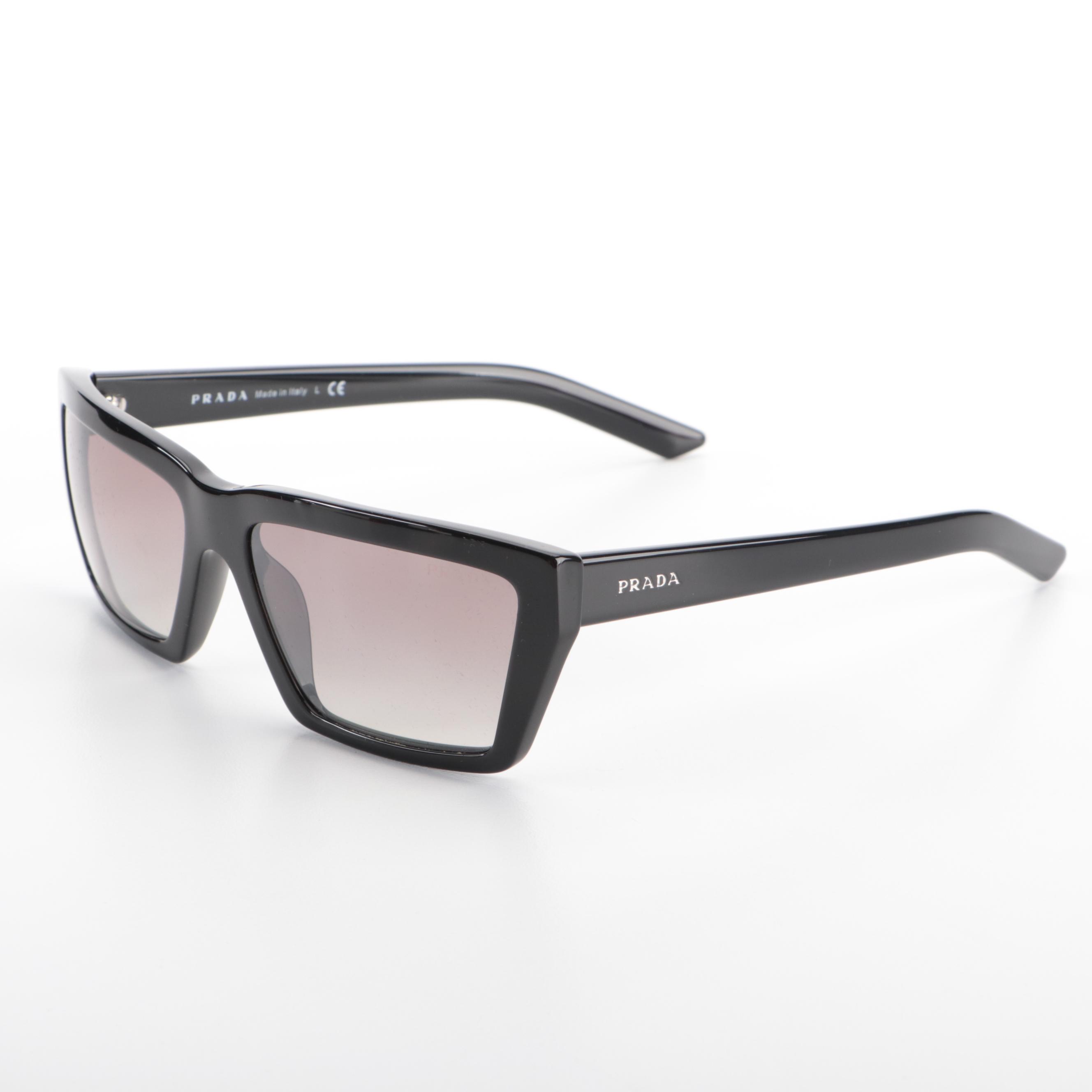 Prada SPR04V Rectangular Sunglasses in Black with Case and Box