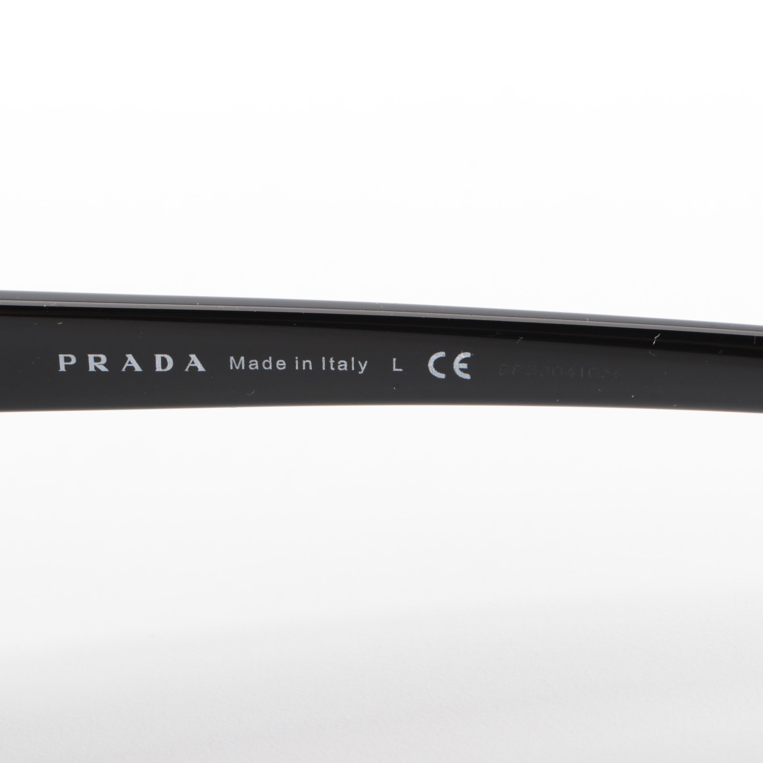 Prada SPR04V Rectangular Sunglasses in Black with Case and Box