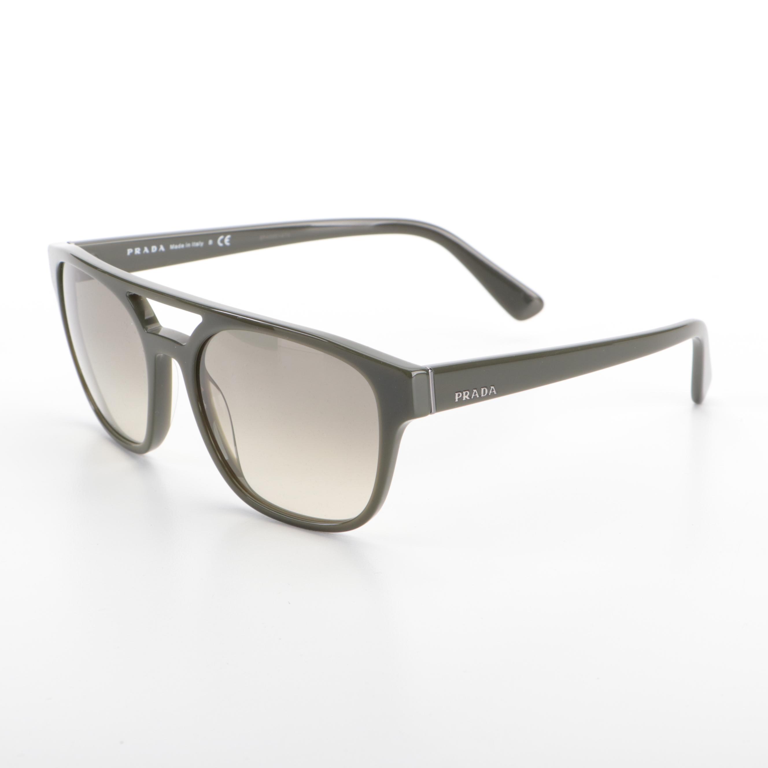 Men's Prada Heritage SPR23V Square Sunglasses in Black with Case and Box