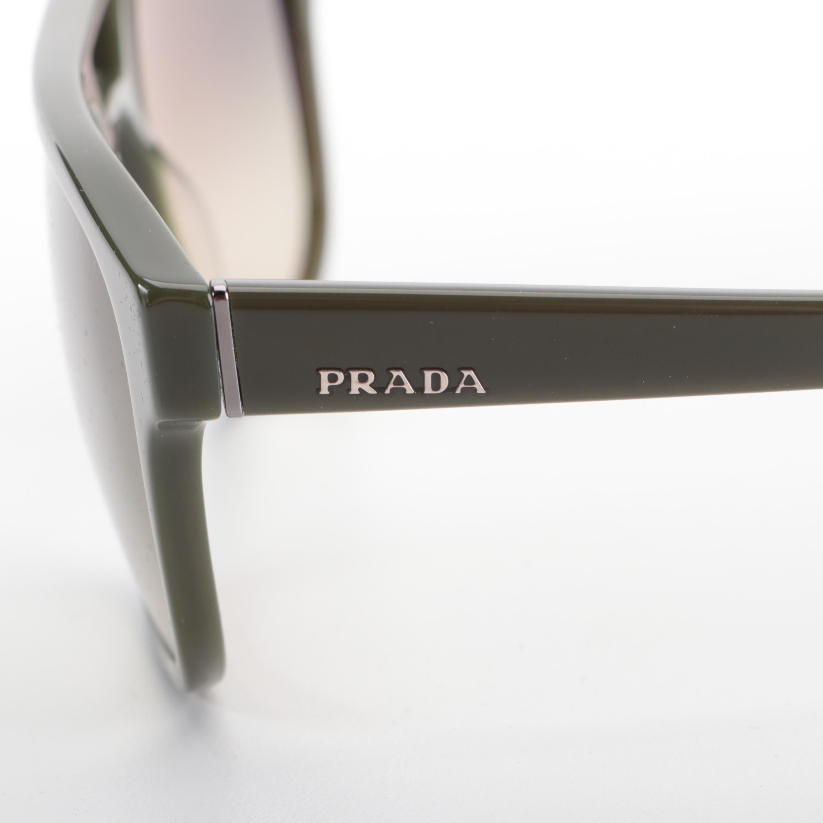 Men's Prada Heritage SPR23V Square Sunglasses in Black with Case and Box