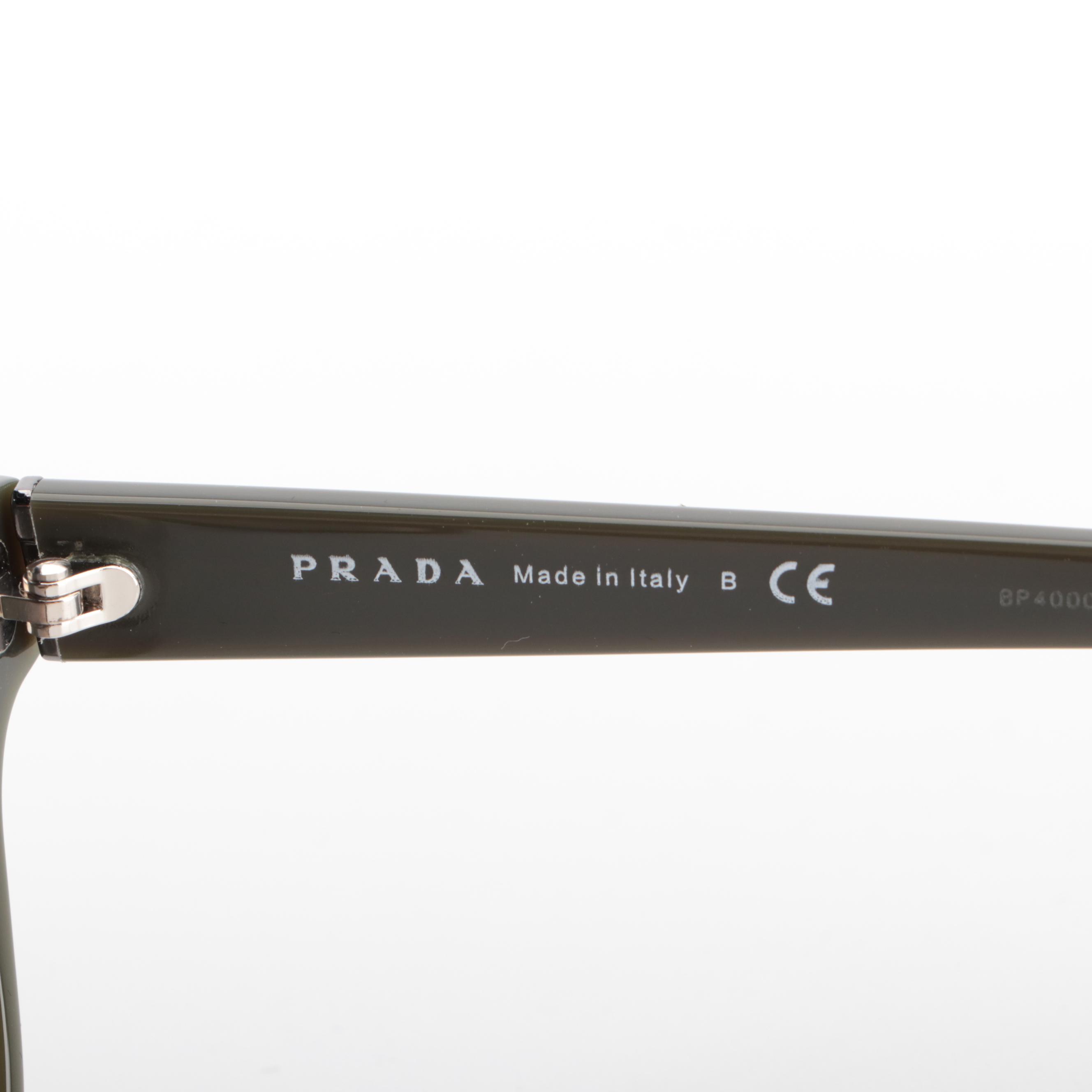 Men's Prada Heritage SPR23V Square Sunglasses in Black with Case and Box