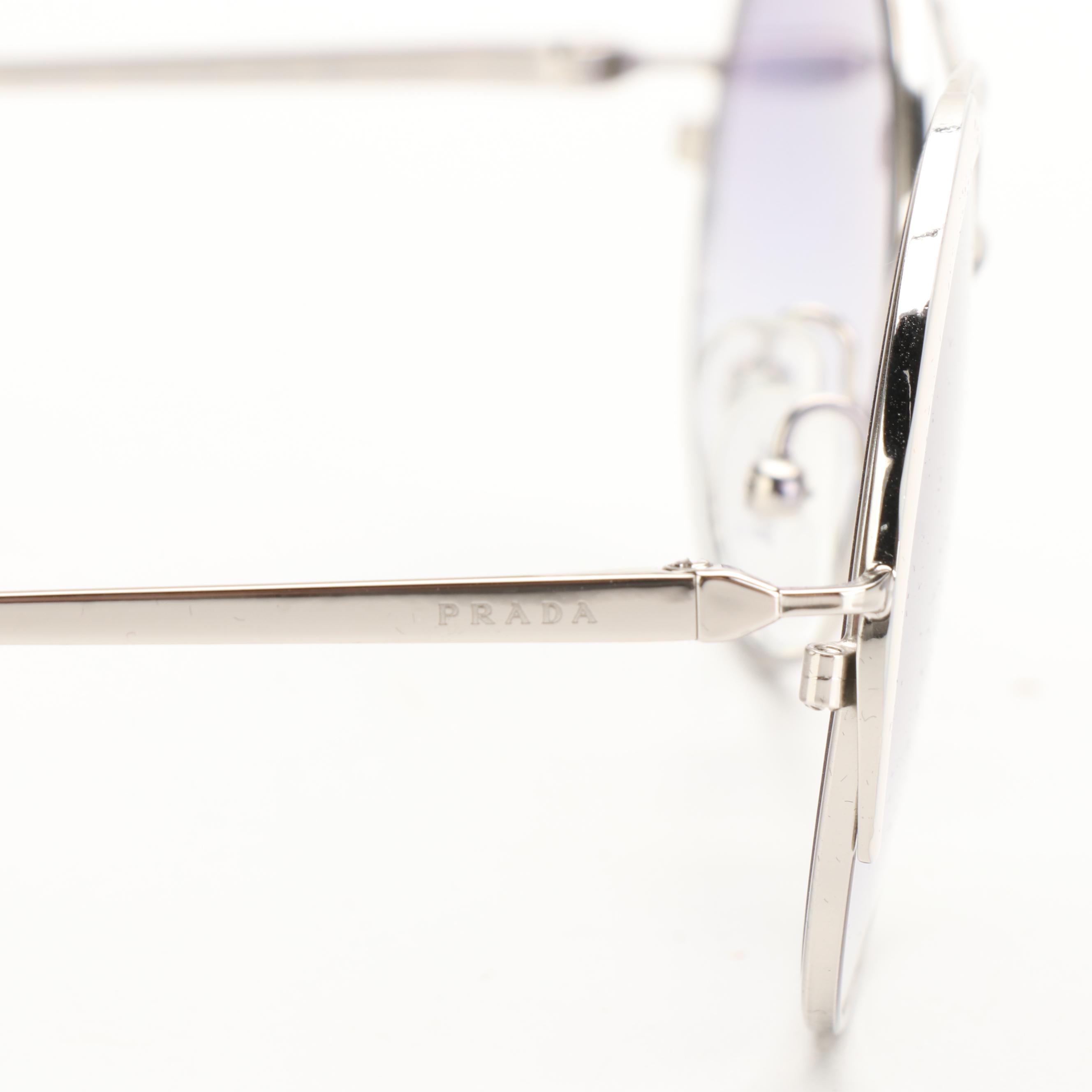 Prada SPR55V Round Metal Sunglasses with Case and Box