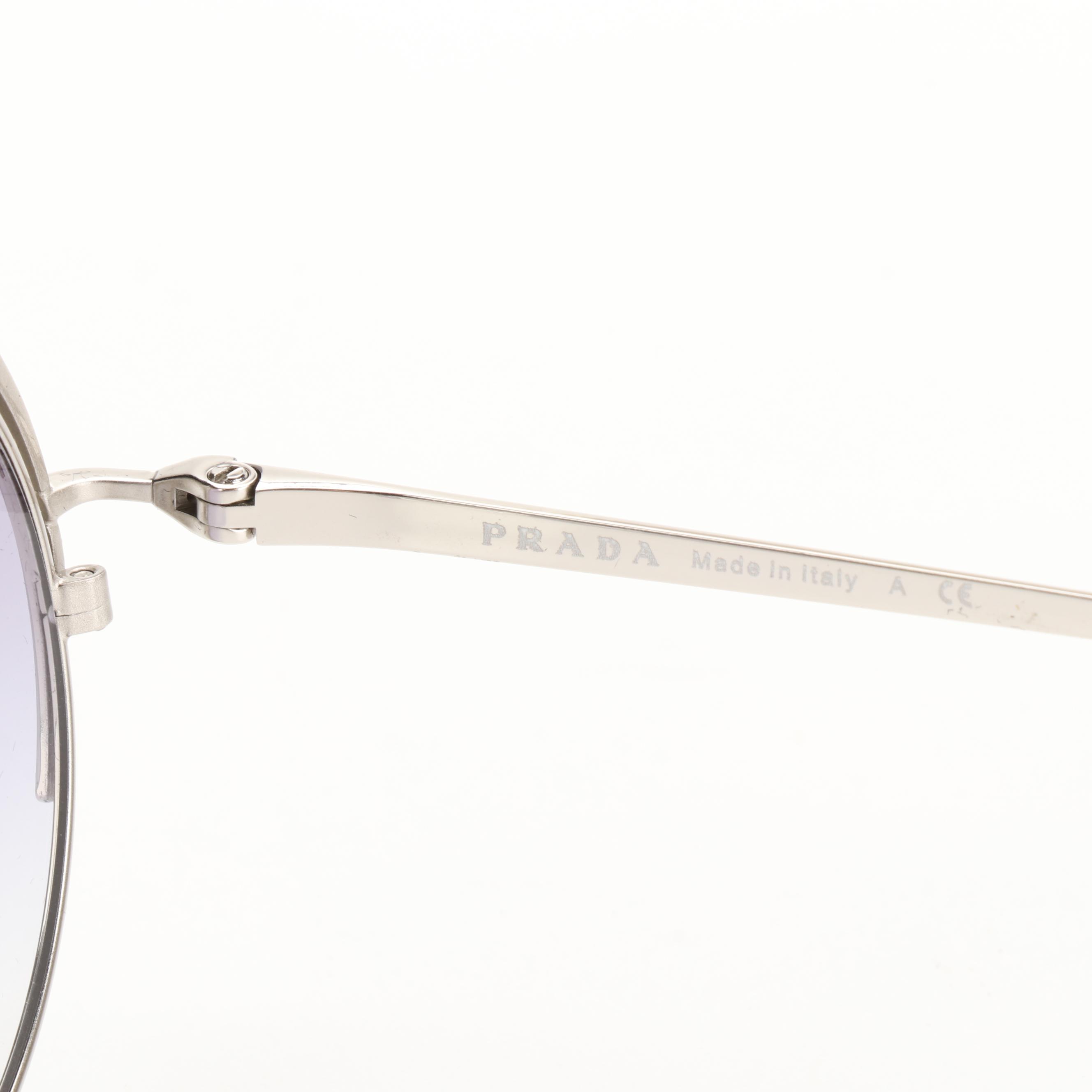 Prada SPR55V Round Metal Sunglasses with Case and Box