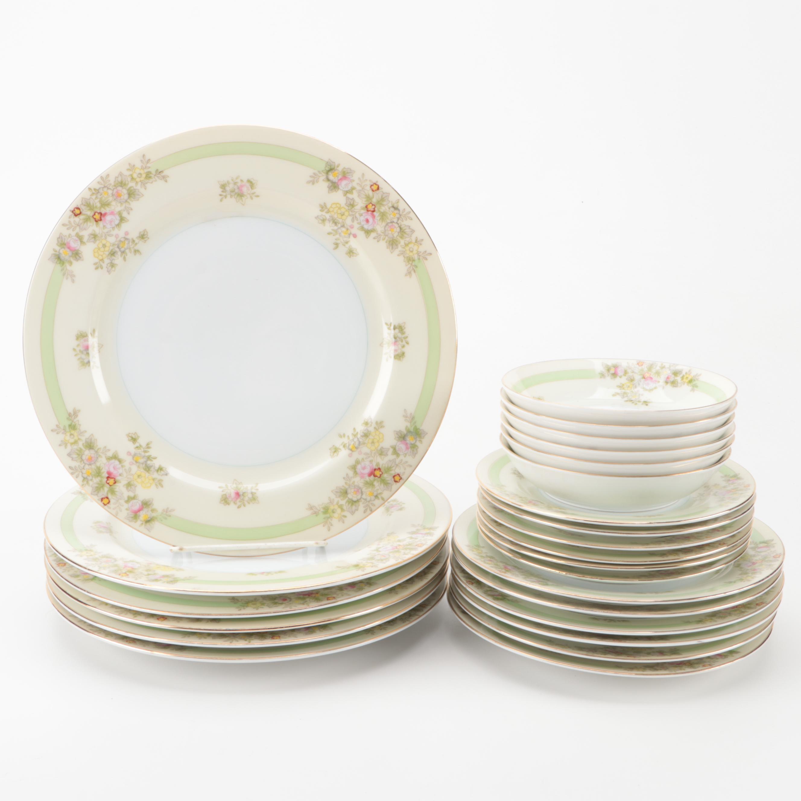 Hand-Painted Meito China "Athlone" Dinnerware and Serveware, Early 20th C.